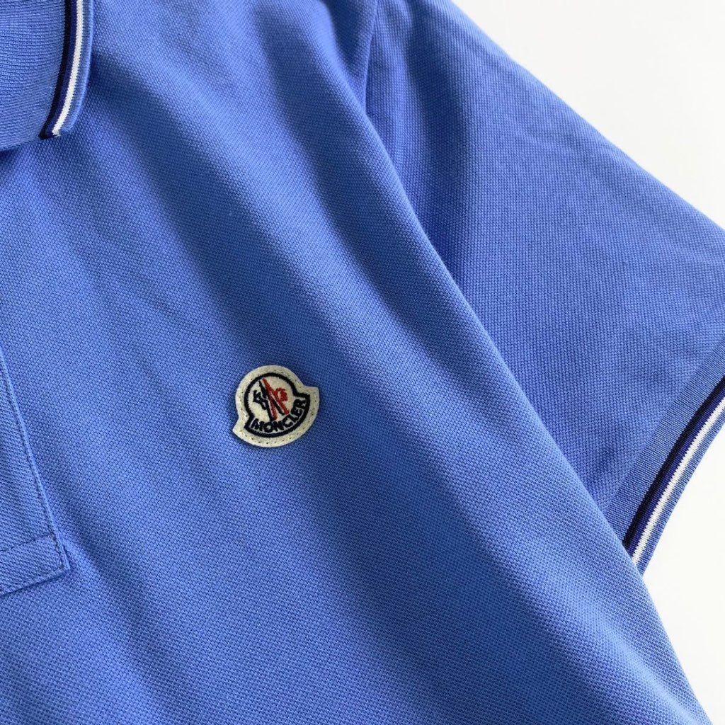 6e19-15 未使用タグ付☆MONCLER モンクレール ロゴワッペンポロシャツ サイズS ブルー MAGLIA POLO MANICA C マリアポロマニカ メンズ