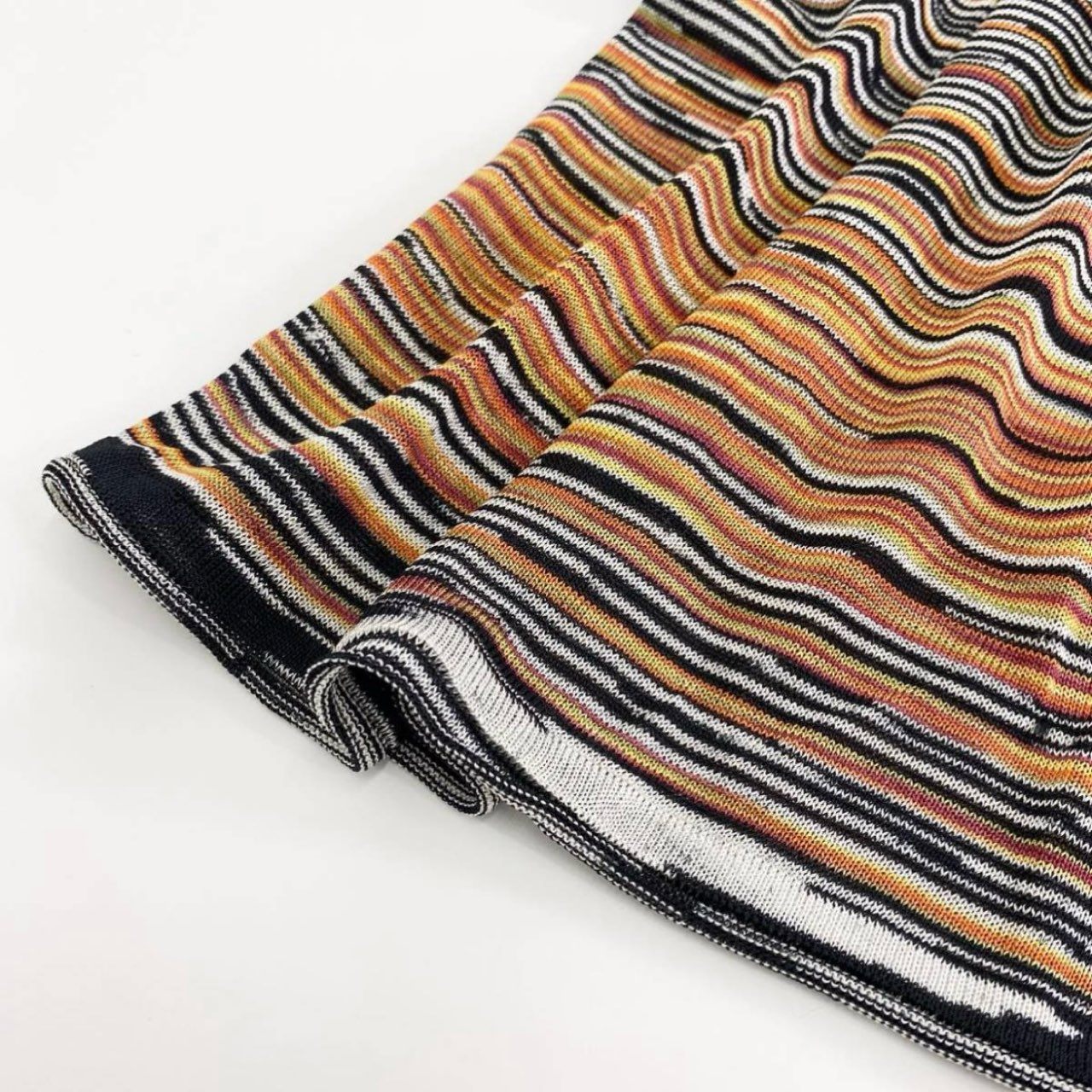Uf15④ 《美品》 イタリア製 MISSONI ミッソーニ 半袖ニット サマーニット ボーダー柄 46 レーヨン100% レディース