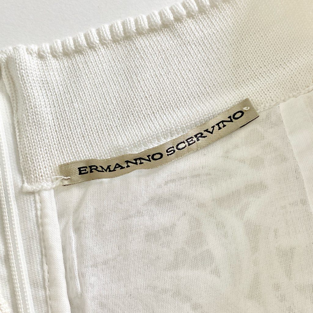 54c3 ERMANNO SCERVINO エルマンノ シェルヴィーノ レース ペンシルロングスカート 40 ホワイト フラワー 花柄 バックジップ 春