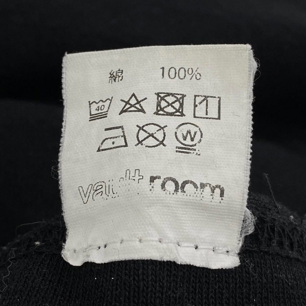66j29 vault room ヴォルトルーム ANTI CHEAT TEE 半袖Tシャツ クルーネック ロゴ刺繡 カットソー M ブラック コットン100% メンズ 紳士服