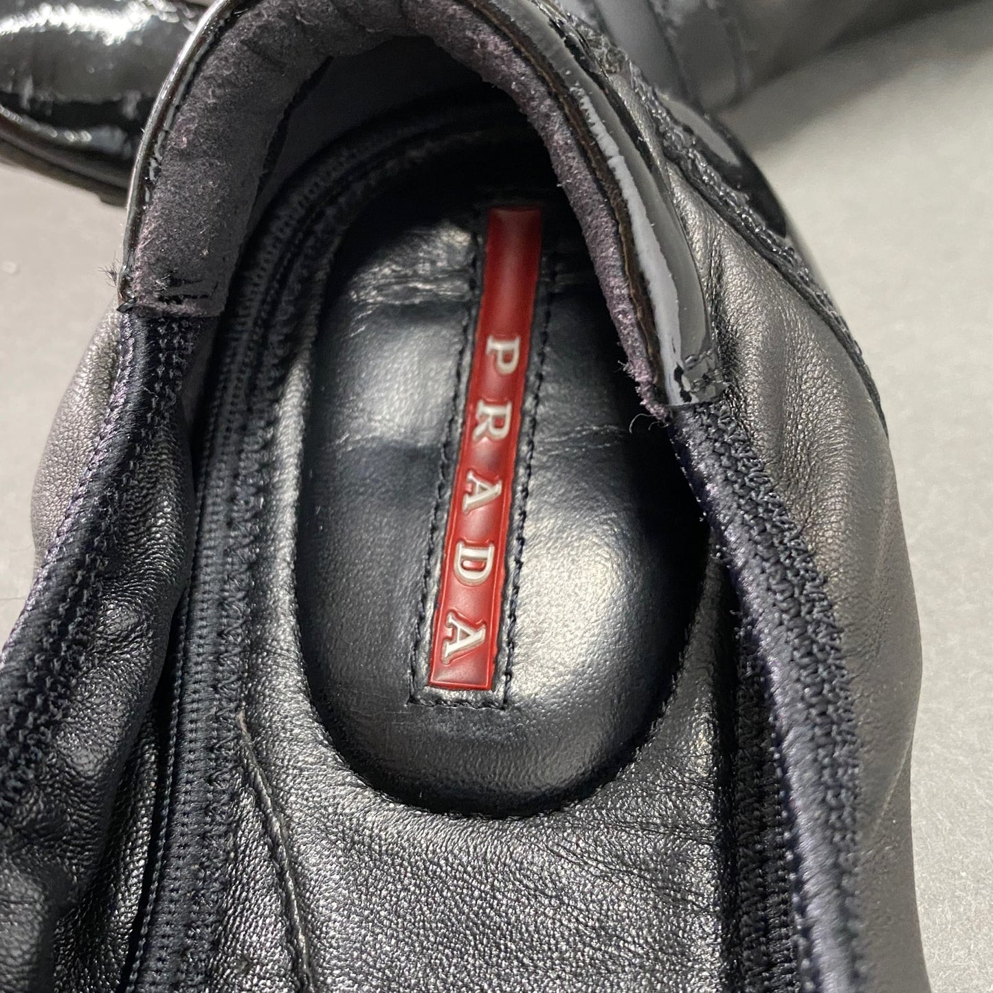 3L5《美品》PRADA SPORT プラダスポーツ 37(24.5cm相当) ブラック レザー バレエシューズ レザーシューズ レディース 靴