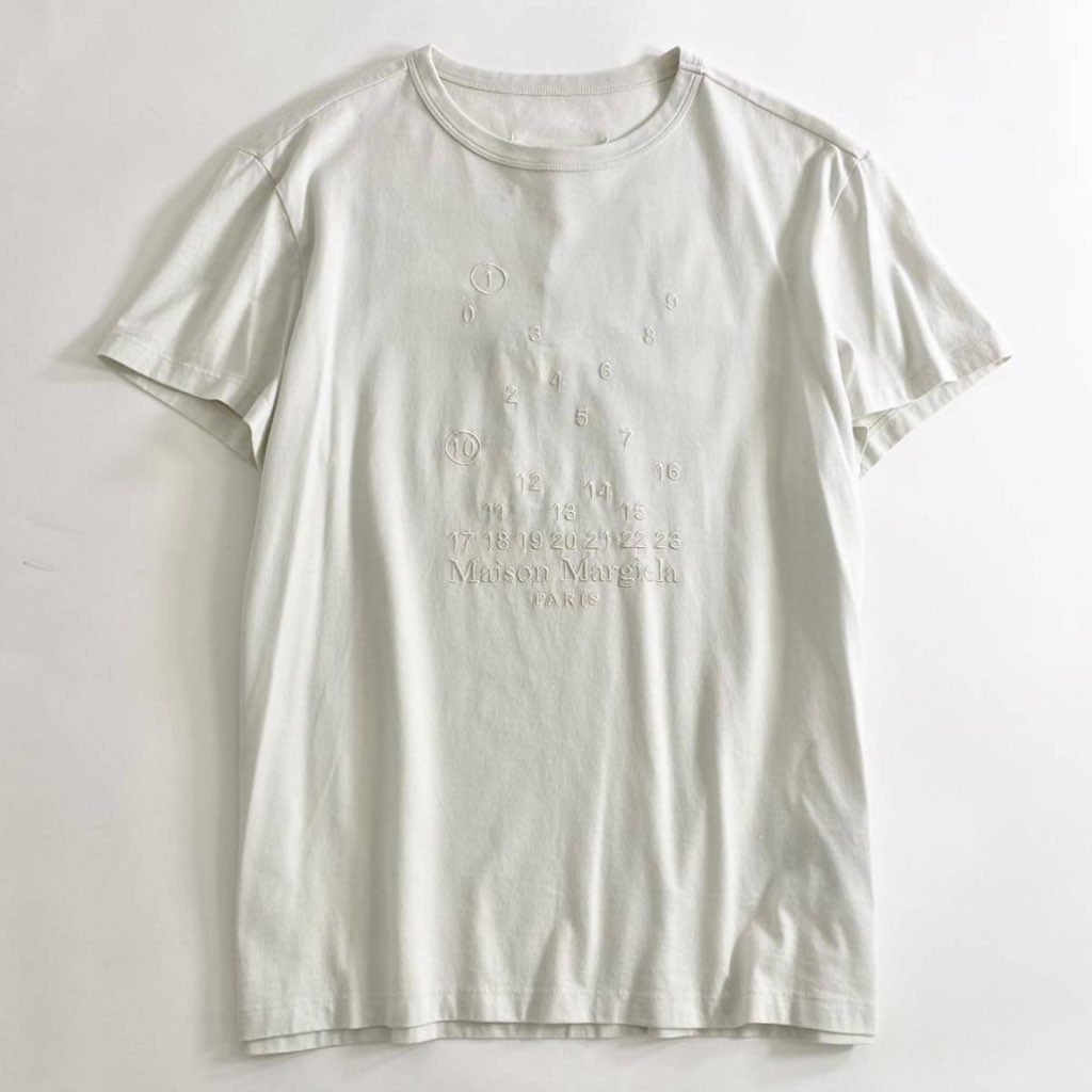 59i17 《未使用》 定価¥64900 Maison Margiela メゾンマルジェラ 22SS カレンダー グラフィックロゴ Tシャツ S ホワイト 四つタグ カットソー TEE