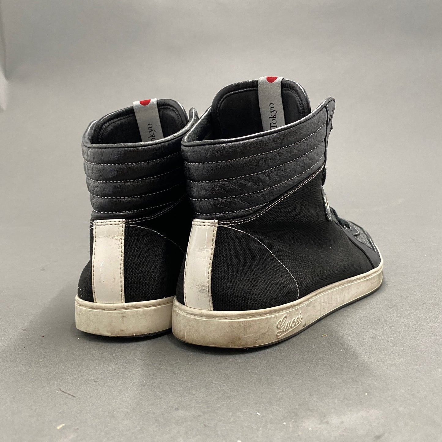 2k14《イタリア製》GUCCI グッチ 希少 スティングレイ ハイカットスニーカー レザースニーカー 9 1/2(日本サイズ28.5cm相当) ブラック