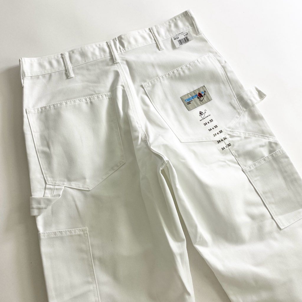 51b25 《未使用》 Ace Drop Cloth エースドロップクロス TRADESMAN トレイズマン ペインターパンツ W34 L32 ホワイト 綿100% ワークパンツ ボトムス