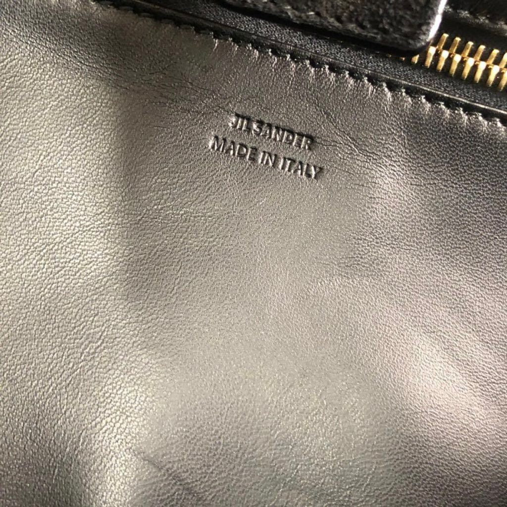Di7 イタリア製☆ JIL SANDER ジルサンダー ハンドバッグ ショルダーバッグ 2way ワンハンドル 大容量 ブラック レディース 女性鞄
