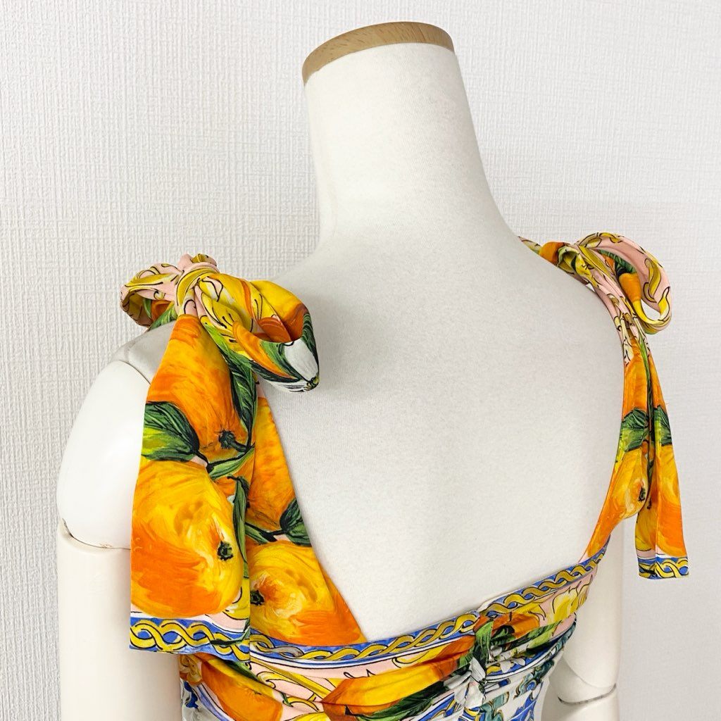 73c10 イタリア製 DOLCE&GABBANA ドルチェアンドガッバーナ ノースリーブワンピース 36 マルチカラー レディース 膝丈ワンピース バックジップ