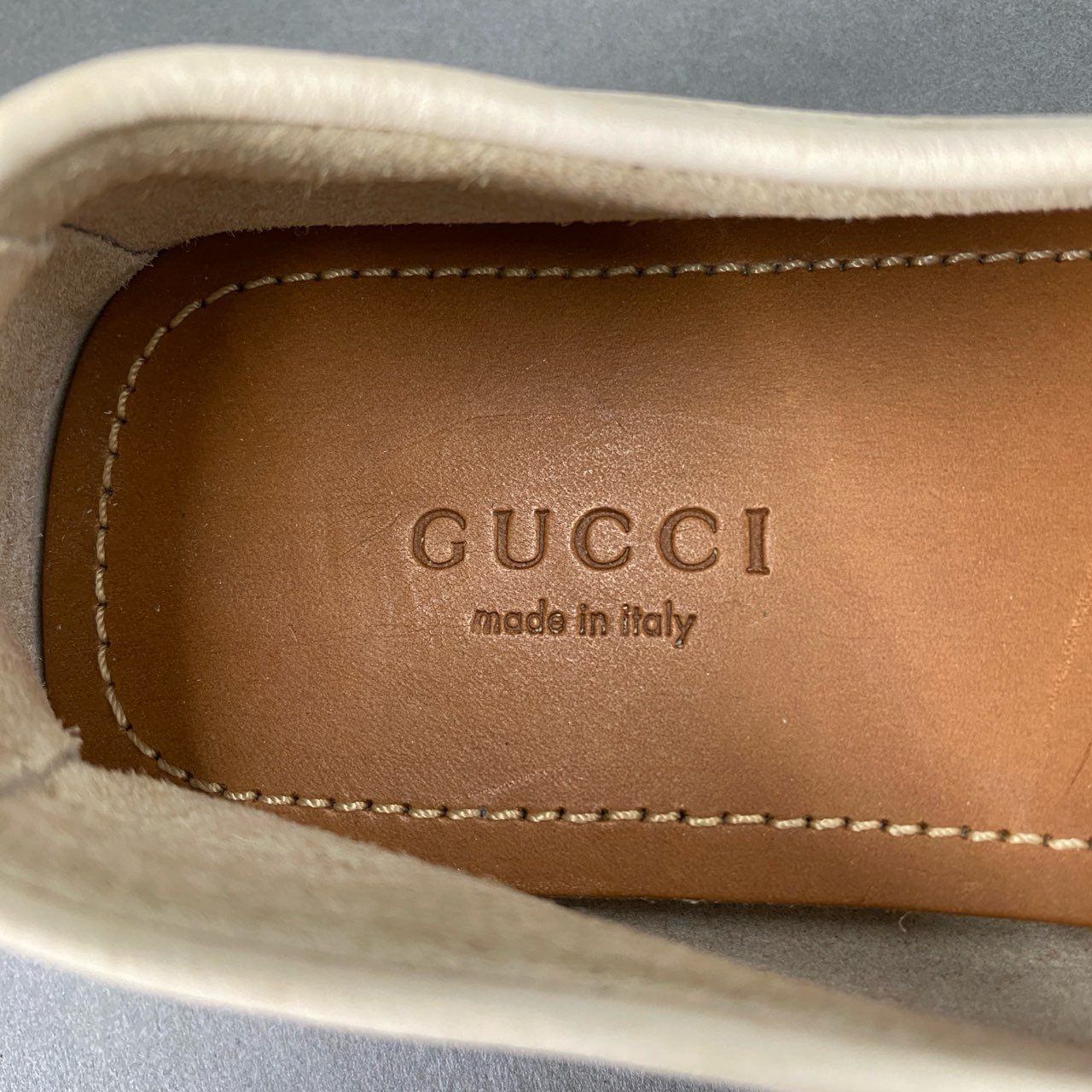 3c1 GUCCI グッチ イタリア製 タッセルローファー ドライビングシューズ スリッポン 36 クリーム ベージュ系 レザー MADE IN ITALY