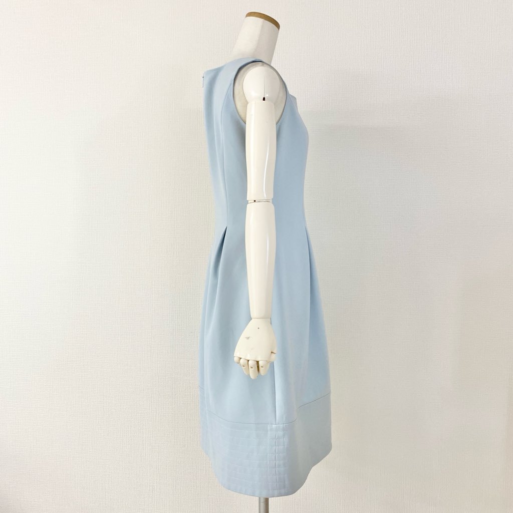 50c11 Rene basic ルネ ベーシック りりィベルワンピース 36 ブルー ドレス ストレッチ 伸縮性◎ 日本製