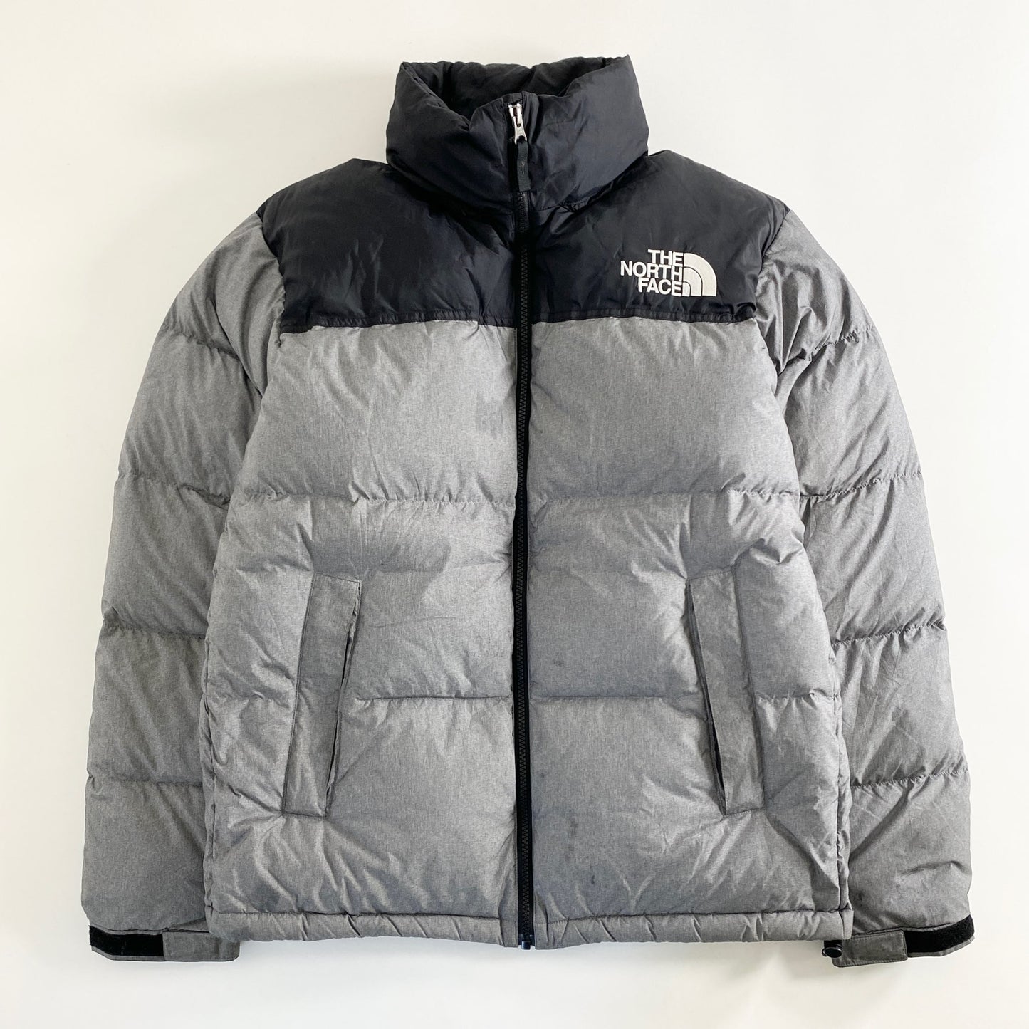 14a18 THE NORTH FACE ノースフェイス ダウンジャケット ダウン80% ND91842 L グレー フード収納 トップス アウター 上着