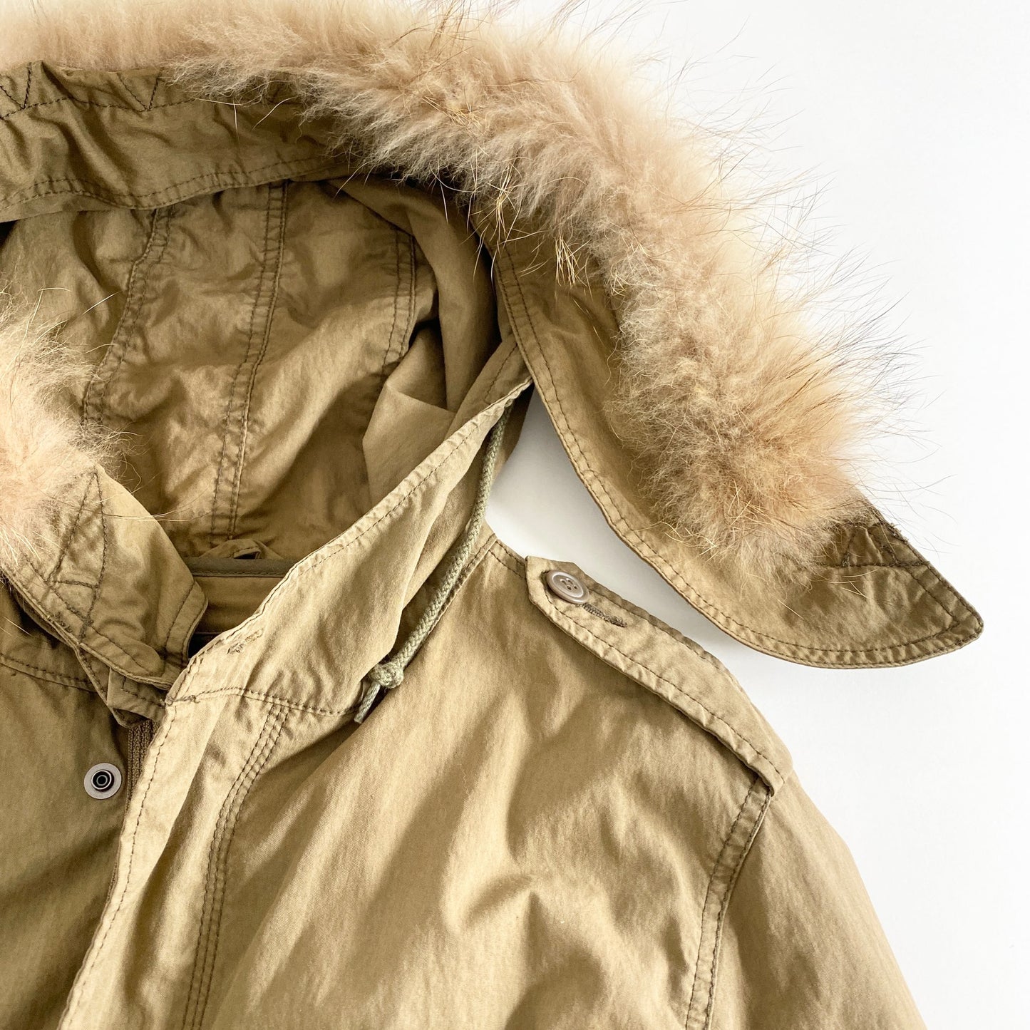 26L14 ALPHA INDUSTRIES アルファ インダストリーズ ミリタリージャケット グッドイナフ M ベージュ チャイニーズラクーンファー ニット切替 上着