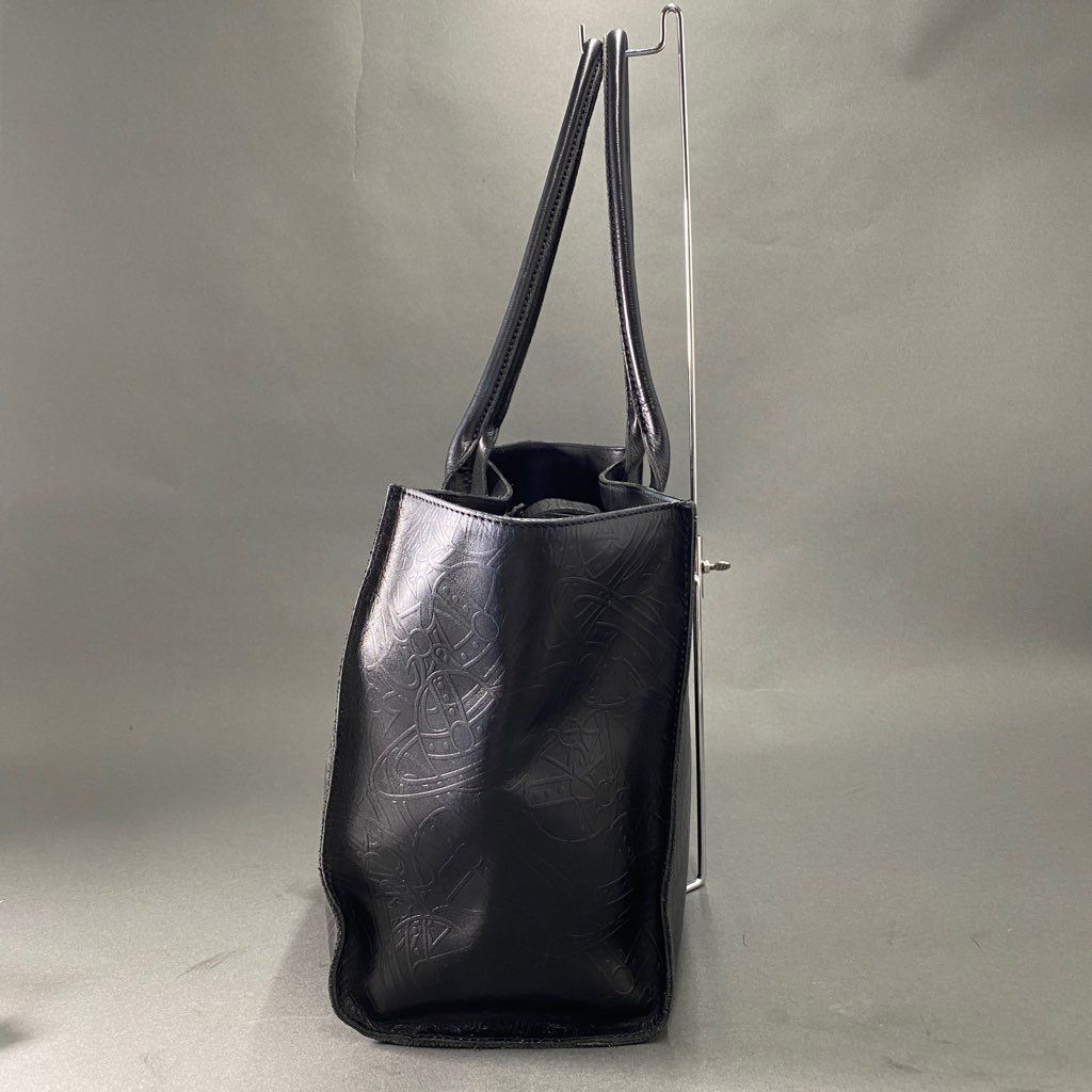 78b10 《美品》 Vivienne Westwood ヴィヴィアン ウエストウッド RONDOM LINE ORB ランダムオーブ トートバッグ ブラック レザー ワンショルダーバッグ