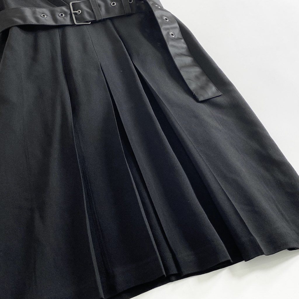 1b3 PRADA プラダ ベルト付き ビッグリボンワンピース 40S ブラック ドレス イタリア製 パーティ ノースリーブ