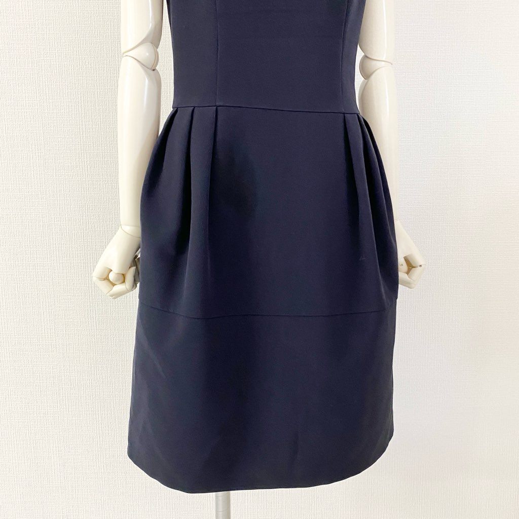 52c11 FOXEY NEW YORK フォクシーニューヨーク タック コクーンドレス ワンピース 40 ミッドナイトブルー 34096 日本製 ノースリーブ