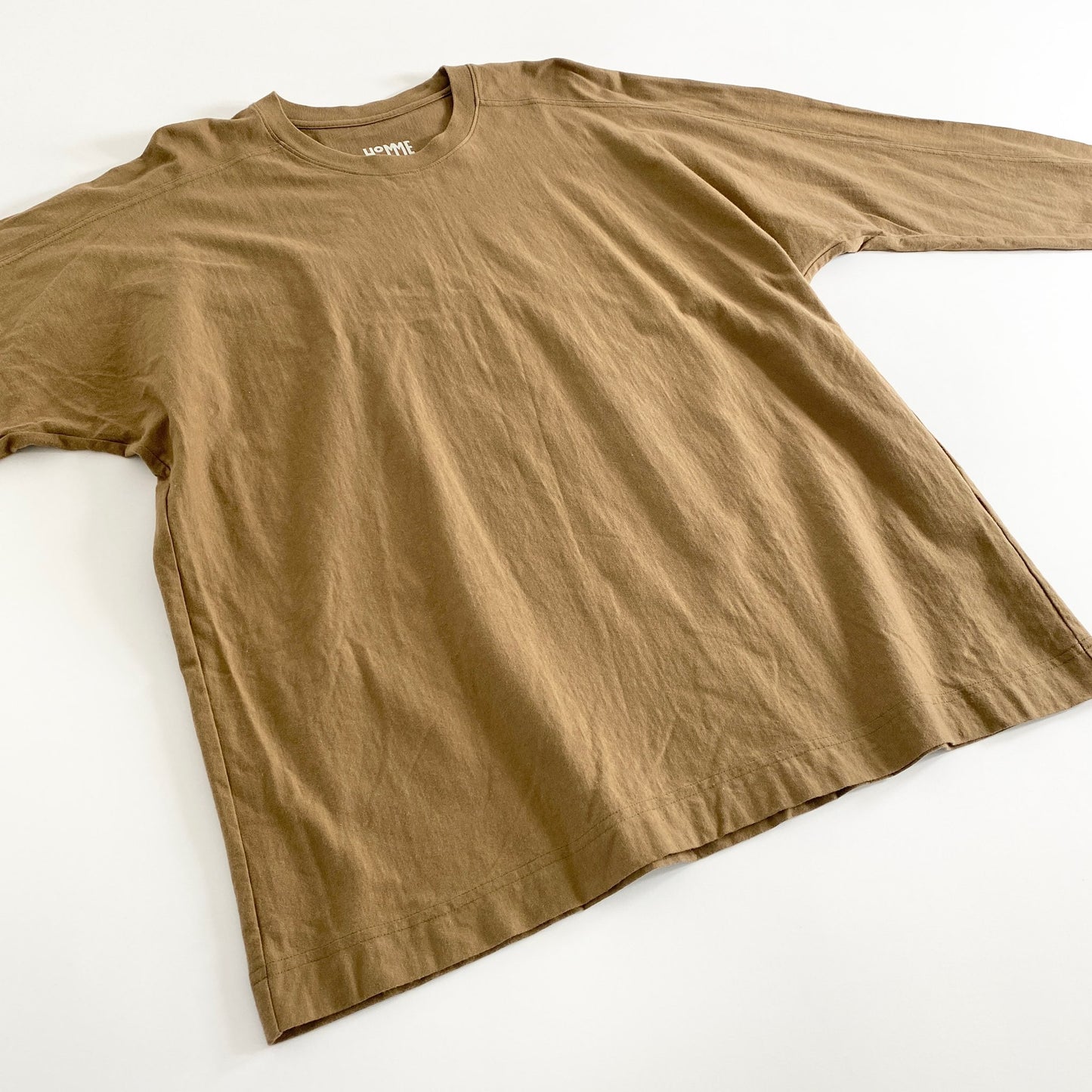 12a21 日本製 HOMME PLISSE ISSEY MIYAKE オムプリッセ イッセイミヤケ ロンT ロングスリーブカットソー 2 ブラウン 長袖 無地 コットン100%