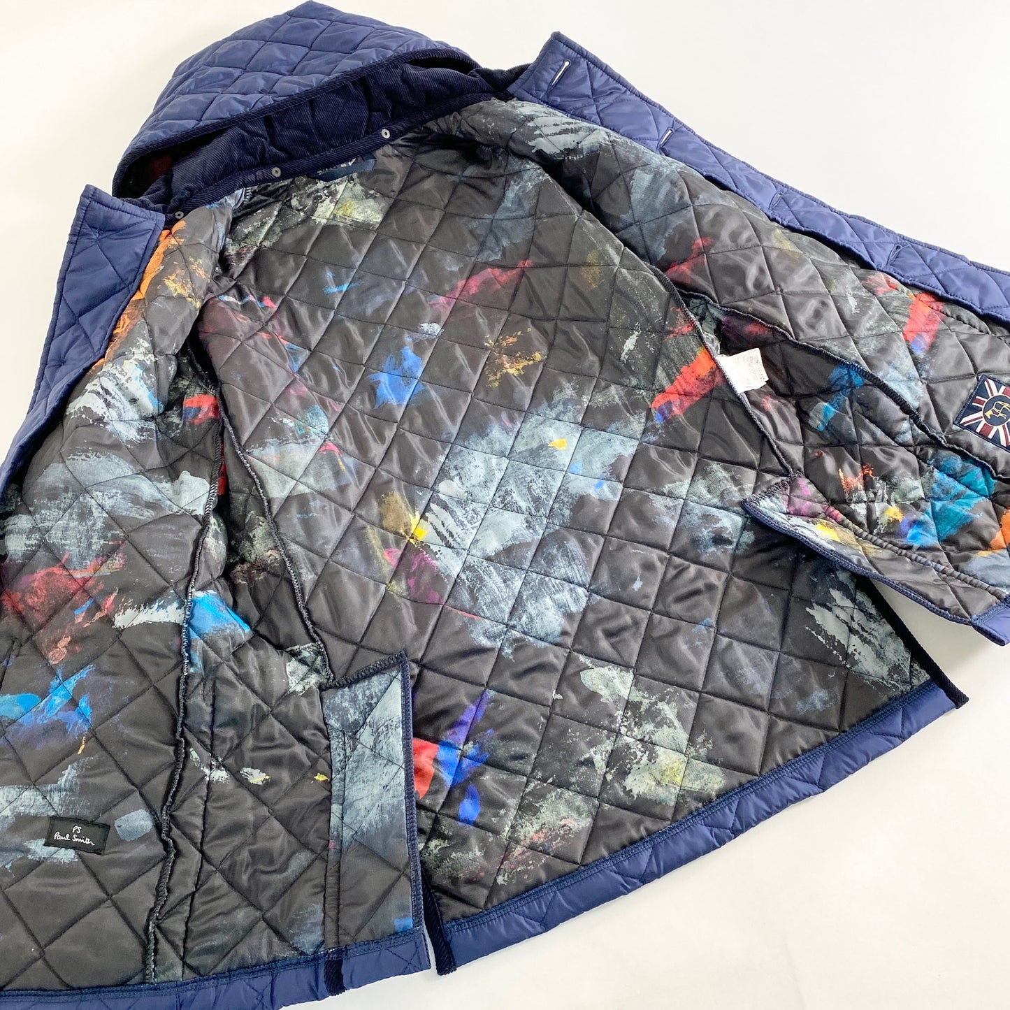 64L5 Paul Smith ポールスミス × LEVENHAM ラベンハム 裏地総柄 キルティングコート ジャケット ミドル丈 L ネイビー メンズ