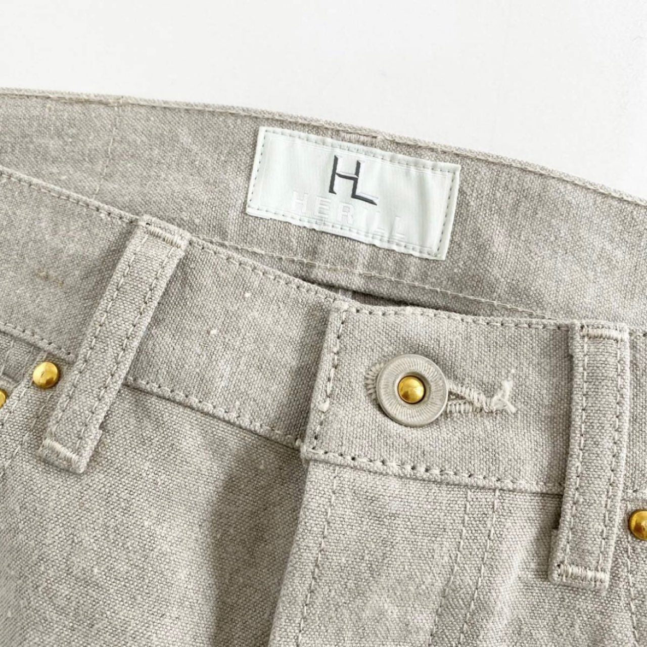 53i12 《美品》 HERILL ヘリル 生成リネンパンツ サイズ0 ベージュ メンズ ボトムス LINEN PANTS 春夏 日本製 麻 ナチュラル