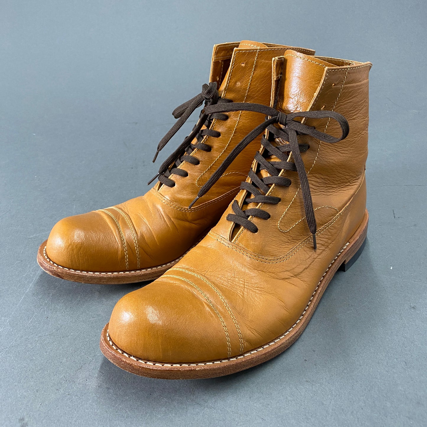 3L5《美品》JULIAN BOOTS ジュリアンブーツ 9.5(27cm程度) カンガルータン レースアップブーツ atelier103 HIGH&SEEK