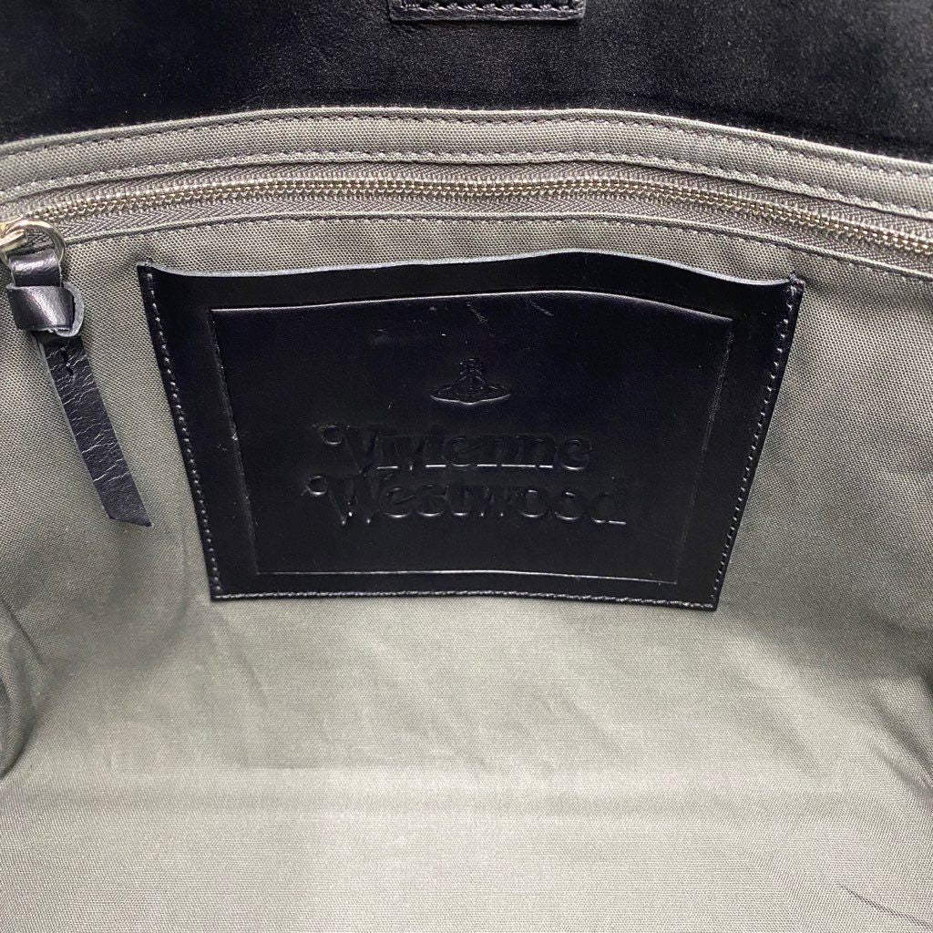 78b10 《美品》 Vivienne Westwood ヴィヴィアン ウエストウッド RONDOM LINE ORB ランダムオーブ トートバッグ ブラック レザー ワンショルダーバッグ