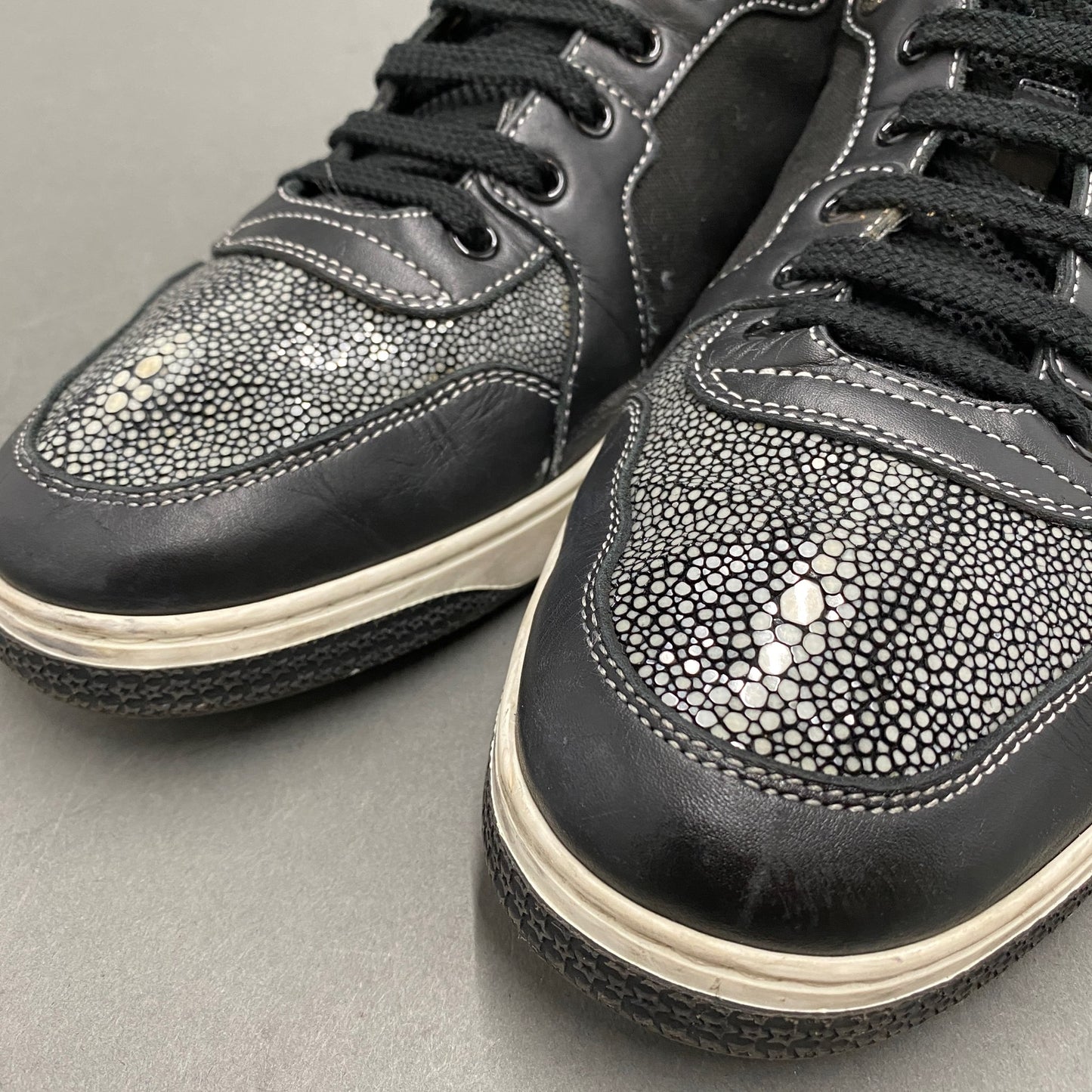 2k14《イタリア製》GUCCI グッチ 希少 スティングレイ ハイカットスニーカー レザースニーカー 9 1/2(日本サイズ28.5cm相当) ブラック