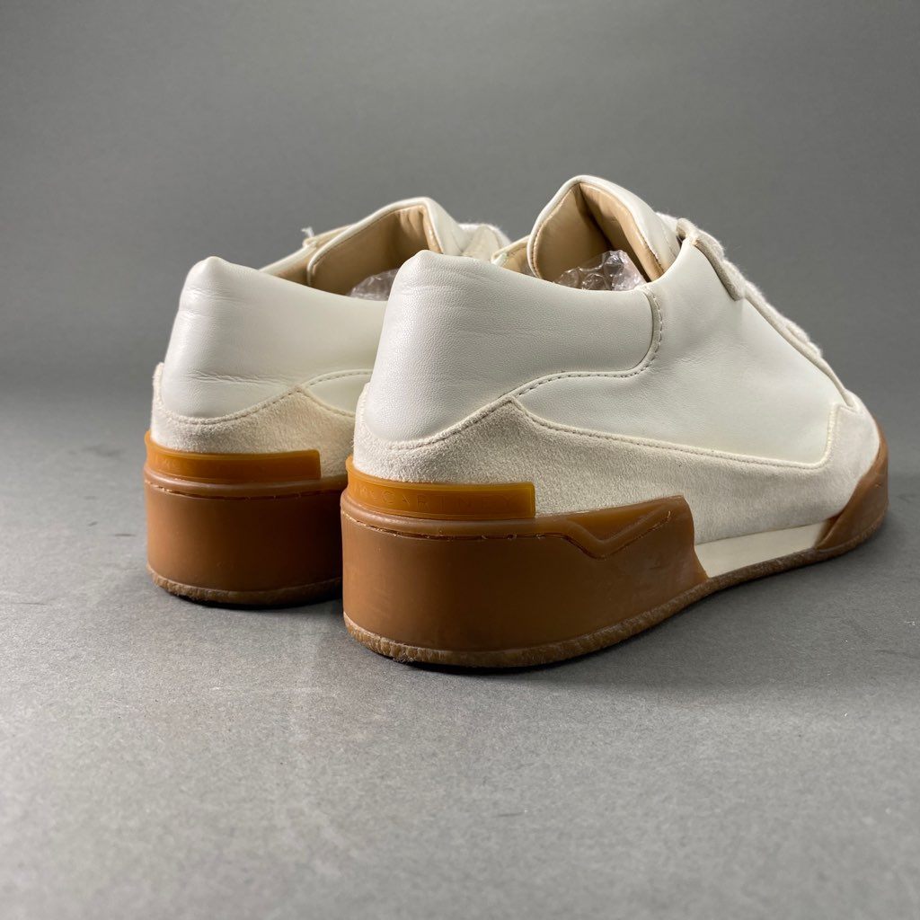 b6 STELLA McCARTNEY ステラマッカートニー スペイン製 ローカットスニーカー シューズ 460672 PLAST.S.GOMM 43 ホワイト ベージュ レザー スエード