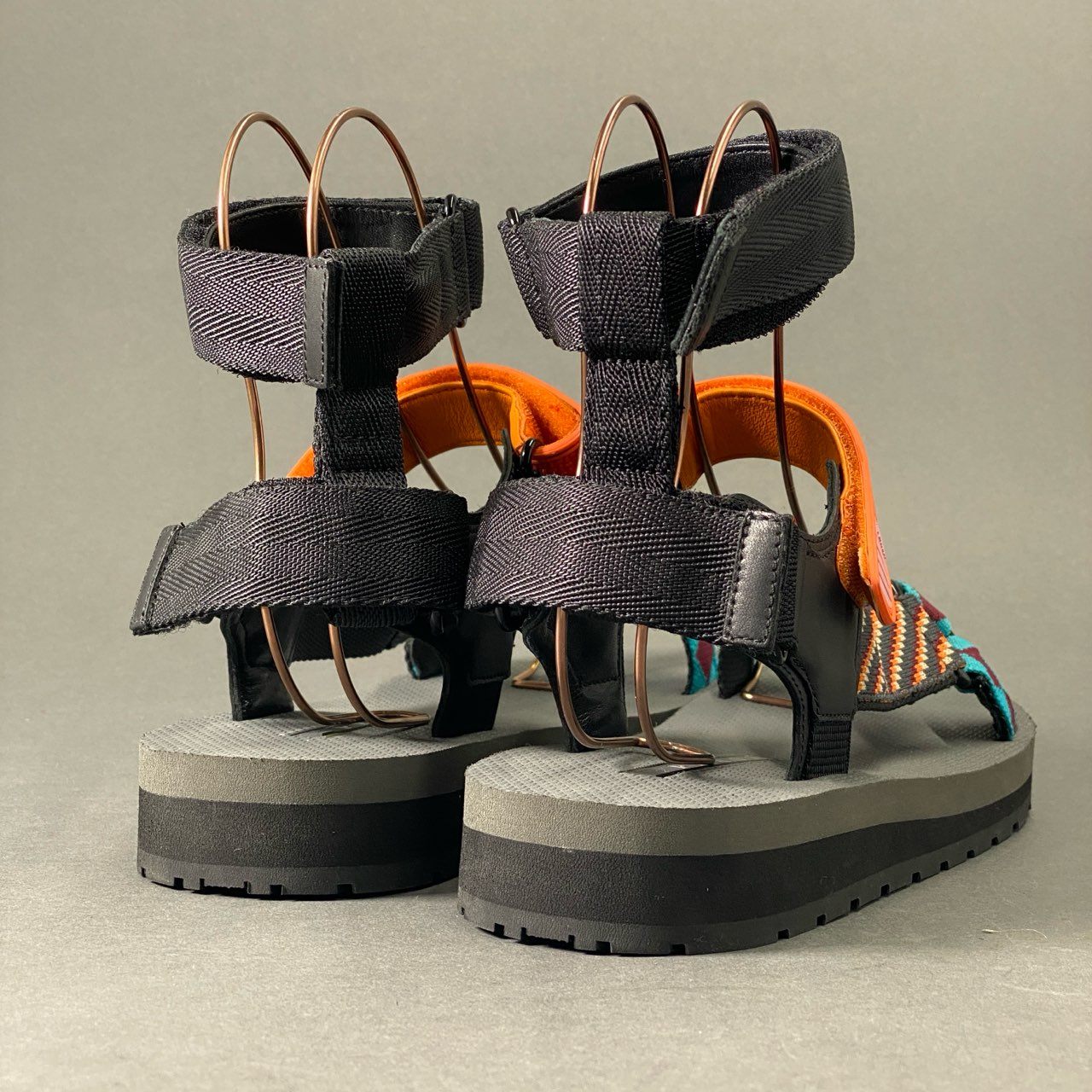 3c9 PRADA プラダ ベルクロストラップ スポーツサンダル 40 ブラック マルチカラー シューズ ビーチサンダル