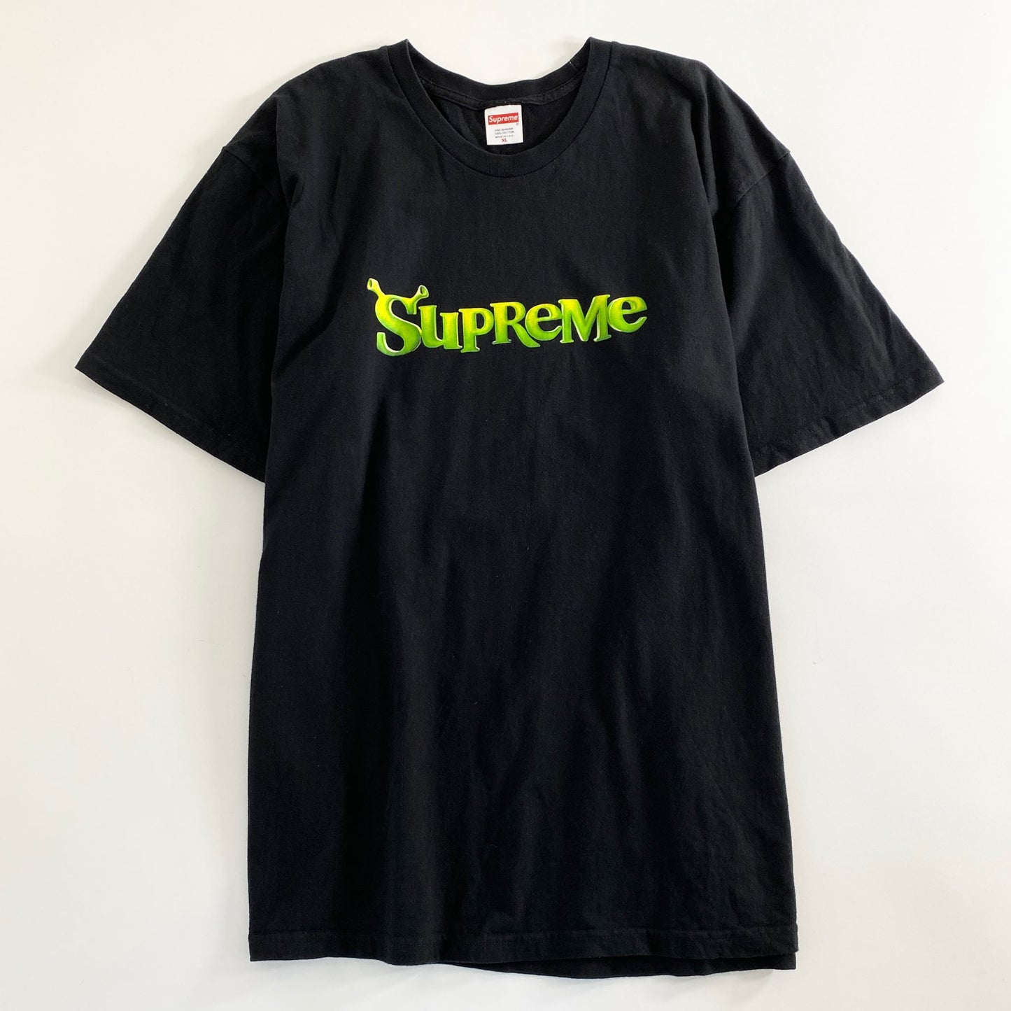 12a21 USA製 大きいサイズ Supreme シュプリーム Tシャツ シュレックTシャツ Shrek Tee XL ブラック PRE-SHRUNK ロゴ プリント コットン100%