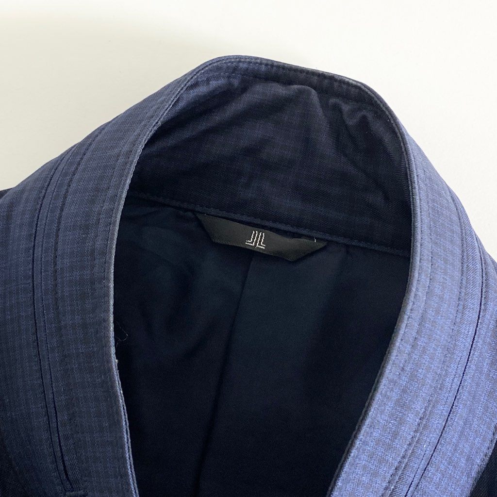 57b12-2 《美品》 大きいサイズ LANVIN COLLECTION ランバン コレクション スタンドカラージャケット ブルゾン 収納フード付き サイズ50 ネイビー シルク100% メンズ