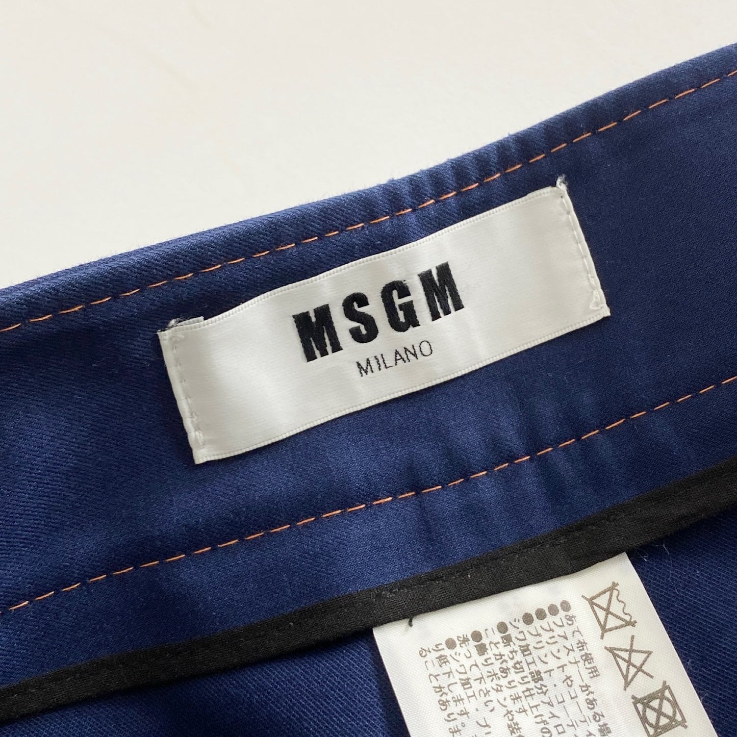 11a21 イタリア製 MSGM エムエスジーエム ステッチワイドパンツ ロングパンツ 44 ネイビーブルー サイドジップ コットン