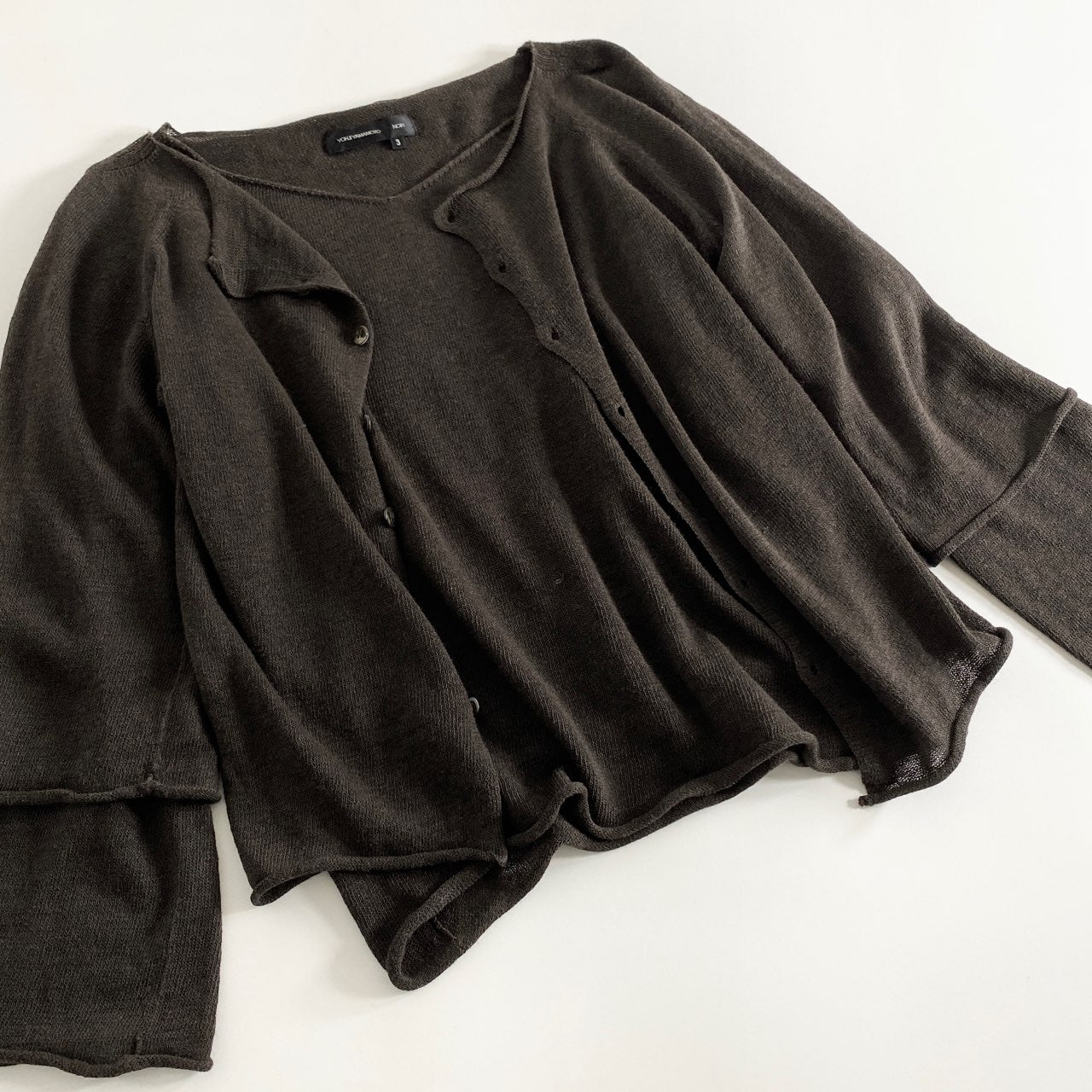 4a17 YOHJI YAMAMOTO +NOIR ヨウジヤマモトプリュスノアール アンサンブルニット カーディガン 3 ブラウン レディース セット 薄手