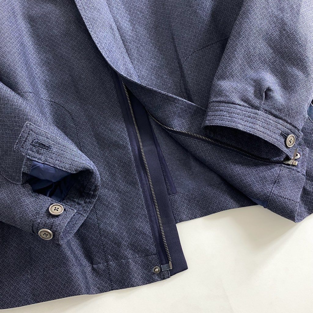 57b12-1 《美品》 大きいサイズ LANVIN COLLECTION ランバン コレクション ブルゾン ジップアップジャケット サイズ52 ネイビー メンズ 紳士服 夏