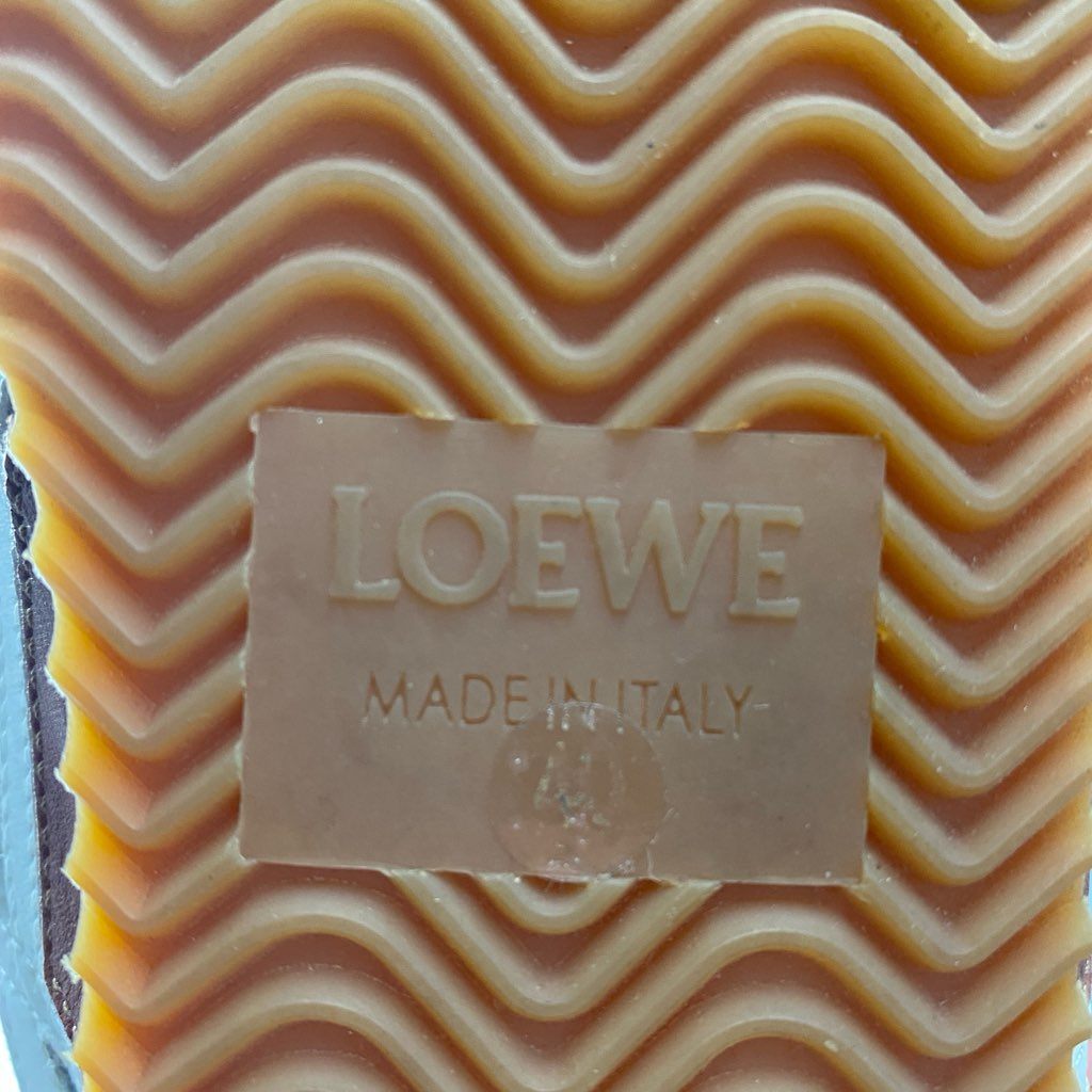 5b26 LOEWE ロエベ キャンバス × レザー バレエランナー ローカットスニーカー 40 ブラック ブラウン アイボリー シューズ