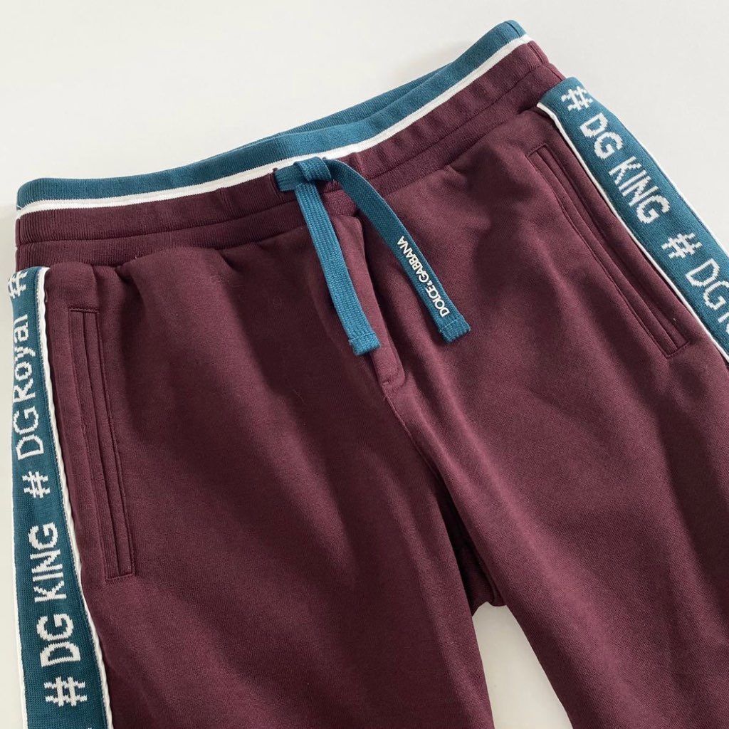 41i22 《美品》 DOLCE&GABBANA ドルチェアンドガッバーナ スウェット ショートパンツ ショーツ 144-156cm ボルドー レディース キッズ D&G ドルガバ 夏