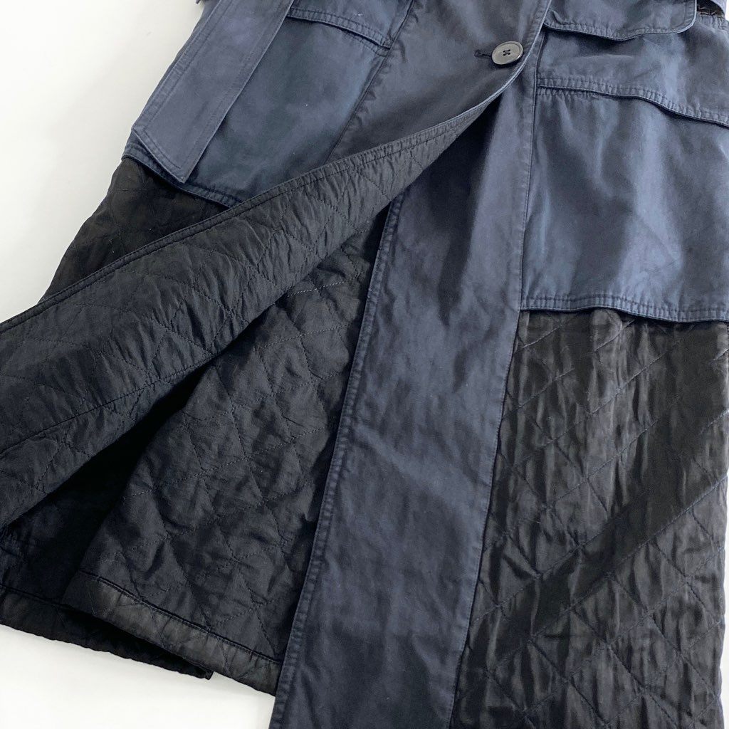 46b11 DRIES VAN NOTEN ドリスヴァンノッテン リメイクトレンチベストコート ブラック 再構築 キルティング ルーマニア製