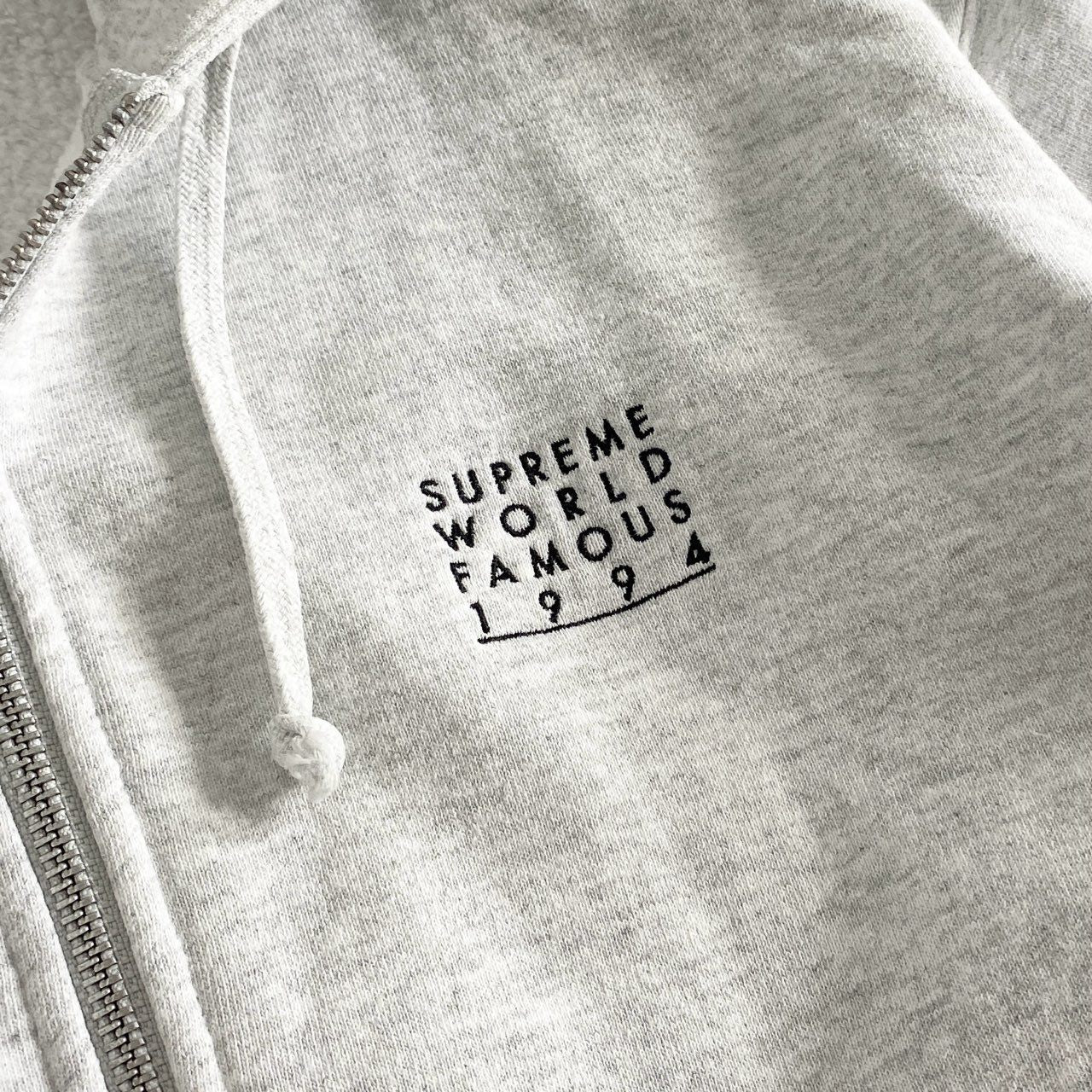 37c1 SUPREME シュプリーム World Famous Zip Up Hooded Sweatshirt ワールドフェイマス ジップアップパーカー フーディ L グレー コットン