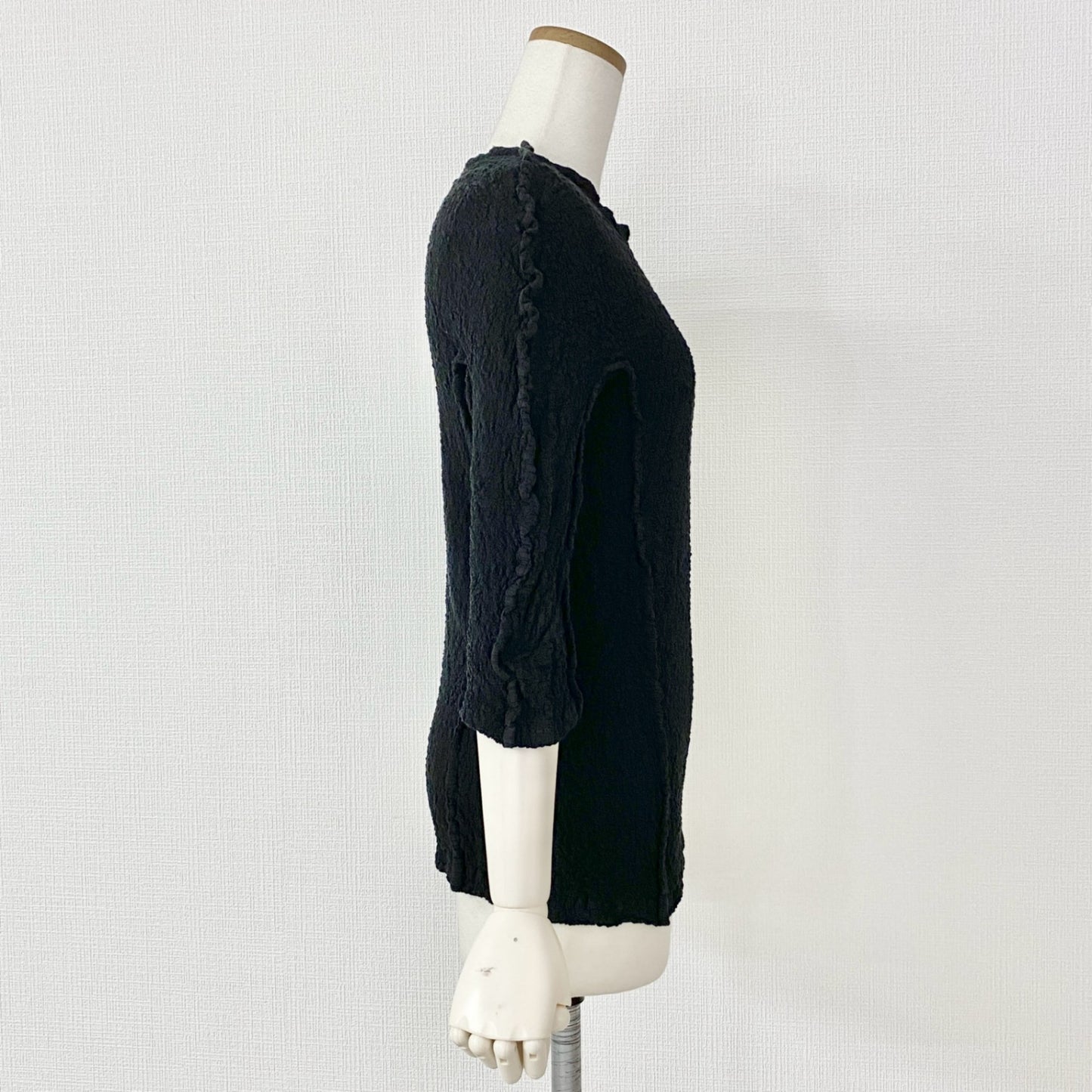 35c14 me ISSEY MIYAKE ミー イッセイミヤケ 日本製 カリフラワー トップス 長袖 チュニック カットソー MI34FK512 ブラック コットン MADE IN JAPAN