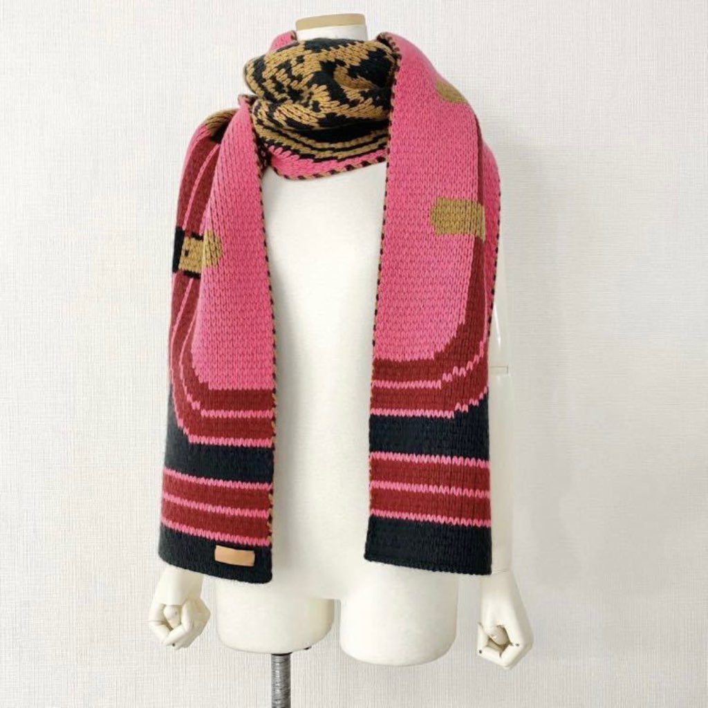 44j21 《美品》 HERMES エルメス カシミヤ グランデテヌエ ニットマフラー ピンク カシミヤ100% 肉厚 ショール ストール 大判