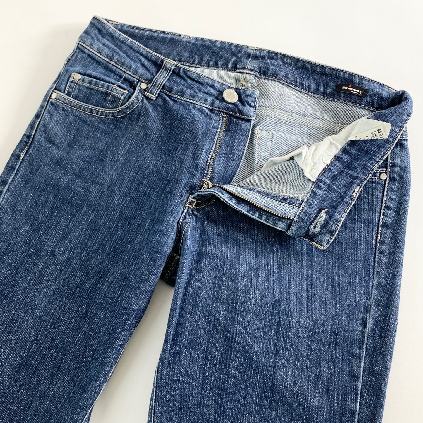 25A26 イタリア製 Kiton NAPOLI キートン ナポリ コットンストレッチ デニムパンツ ジーパン 42 インディゴブルー レディース 女性用