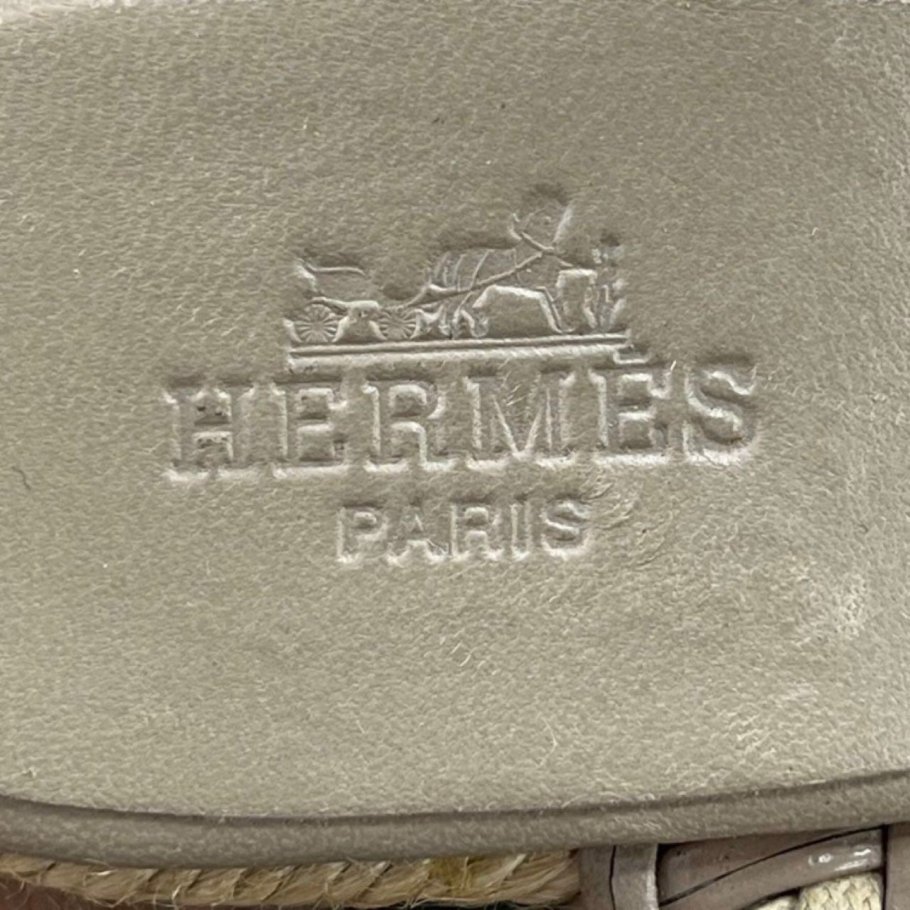 11f1 HERMES エルメス イネスエスパドリーユ 編み込み ウェッジソール 35 ベージュ サンダル シューズ ストラップ