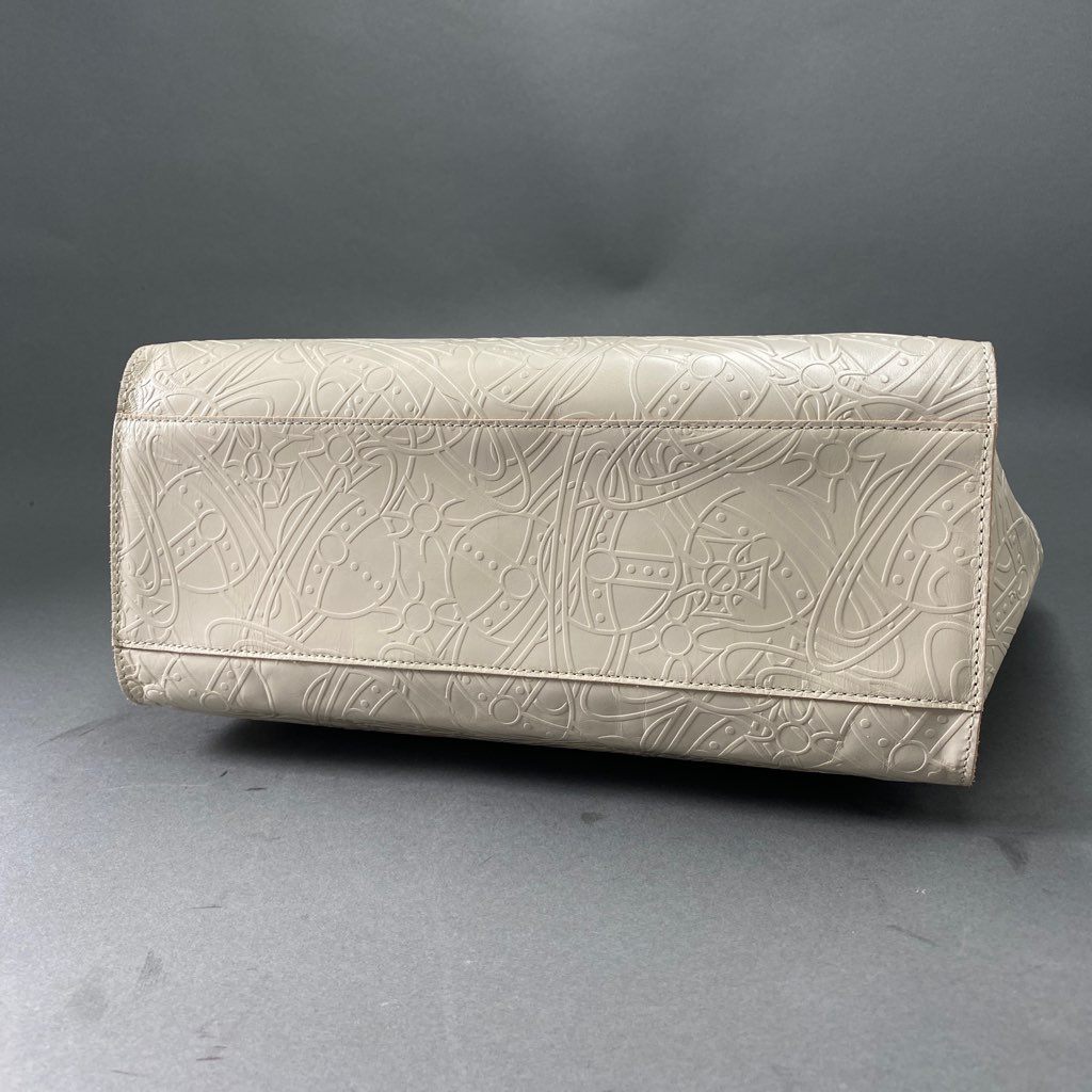 78b10 《美品》 Vivienne Westwood ヴィヴィアン ウエストウッド RONDOM LINE ORB ランダムオーブ トートバッグ ホワイト レザー ワンショルダーバッグ