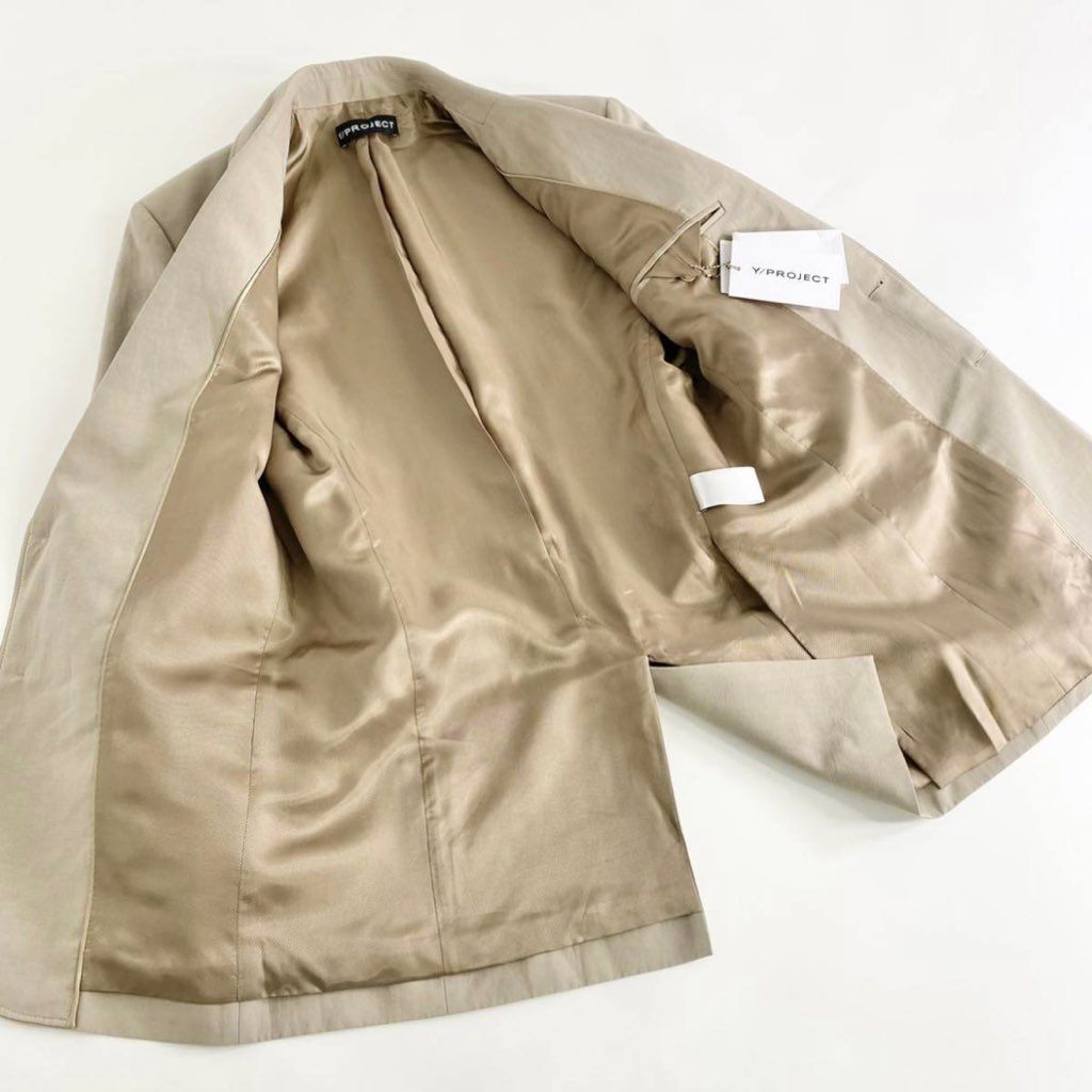28d1 《美品》 Y/PROJECT ワイプロジェクト テーラードジャケット ブレザー ピークドラペルカラー BLAZ31-S20 XS メンズ ベージュ