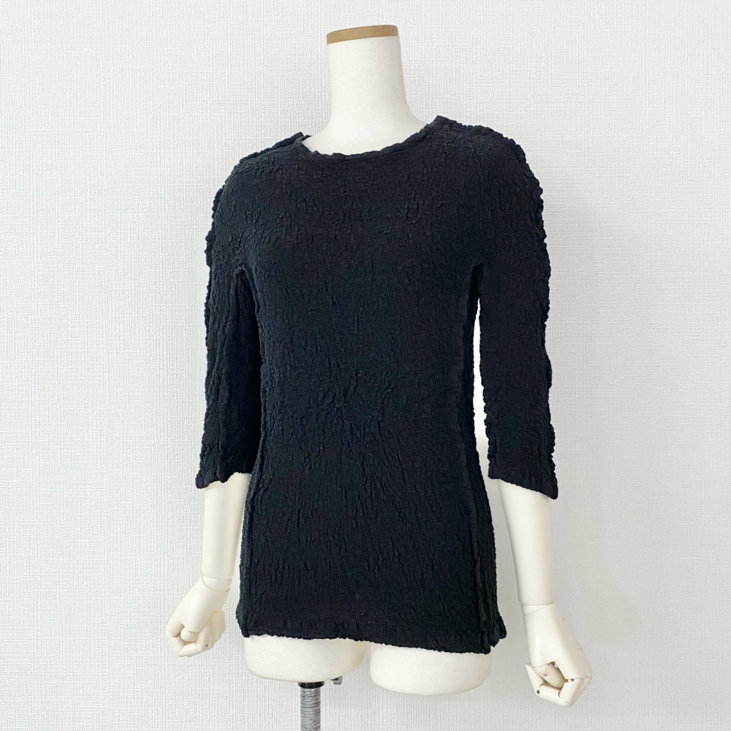 35c14 me ISSEY MIYAKE ミー イッセイミヤケ 日本製 カリフラワー トップス 長袖 チュニック カットソー MI34FK512 ブラック コットン MADE IN JAPAN