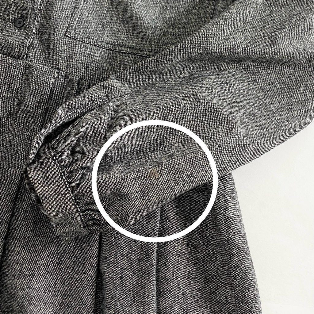 25c6 ROCHAS ロシャス イタリア製 ビジュー 長袖ワンピース ドレス ギャザースカートシャツワンピ 38 グレー ウール MADE IN ITALY