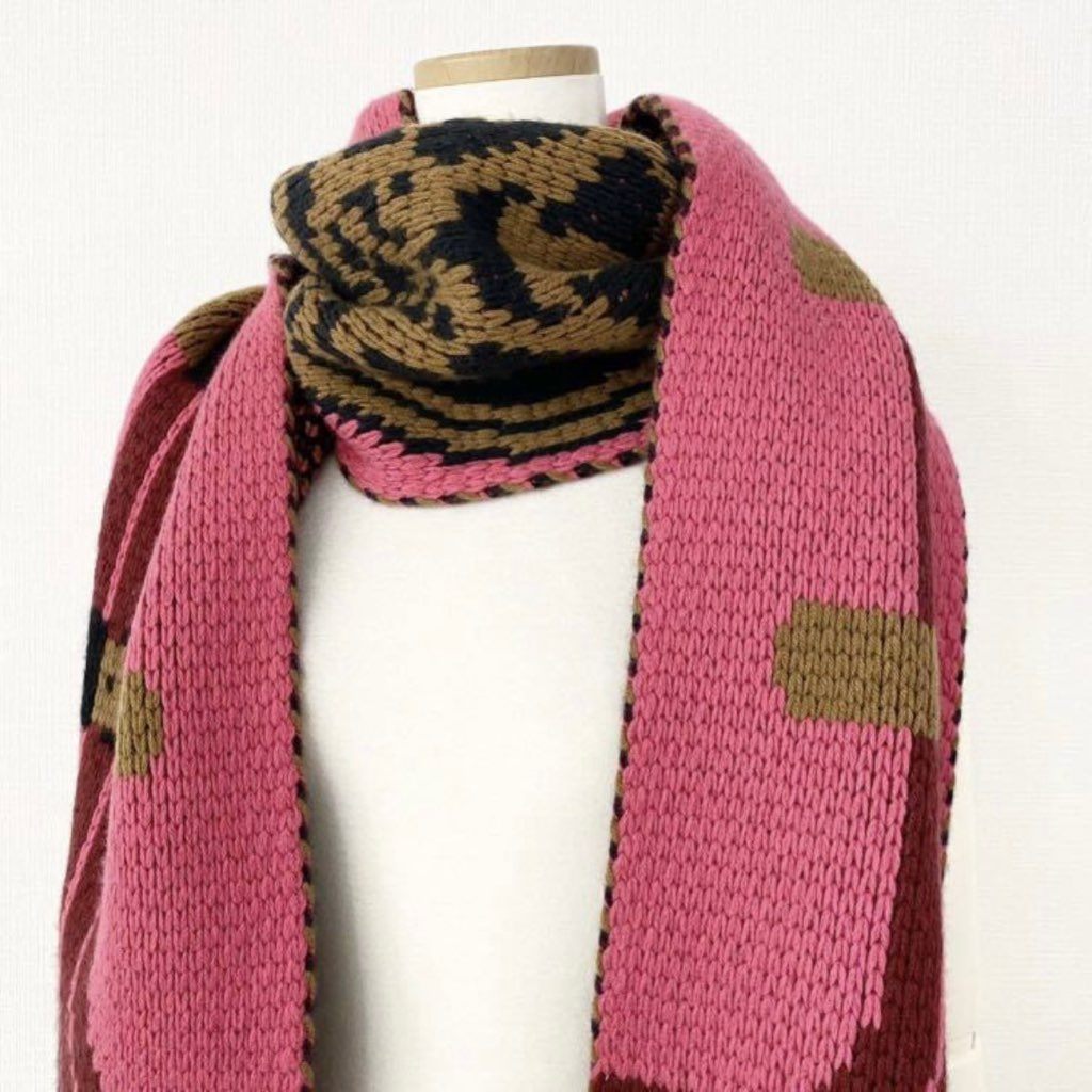 44j21 《美品》 HERMES エルメス カシミヤ グランデテヌエ ニットマフラー ピンク カシミヤ100% 肉厚 ショール ストール 大判