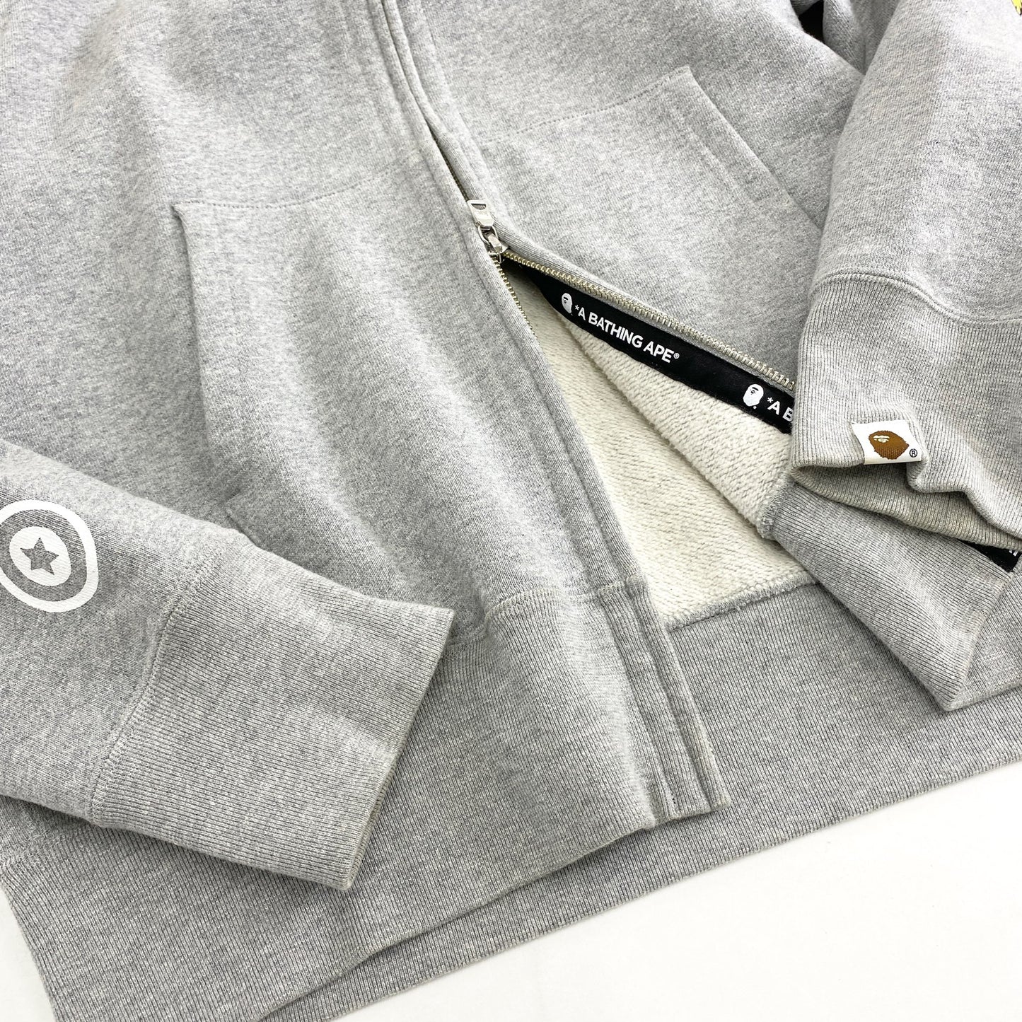 48k9 A BATHING APE アベイシングエイプ ダブルフードシャークパーカー S グレー コットン 迷彩 カモフラ スウェット 羽織