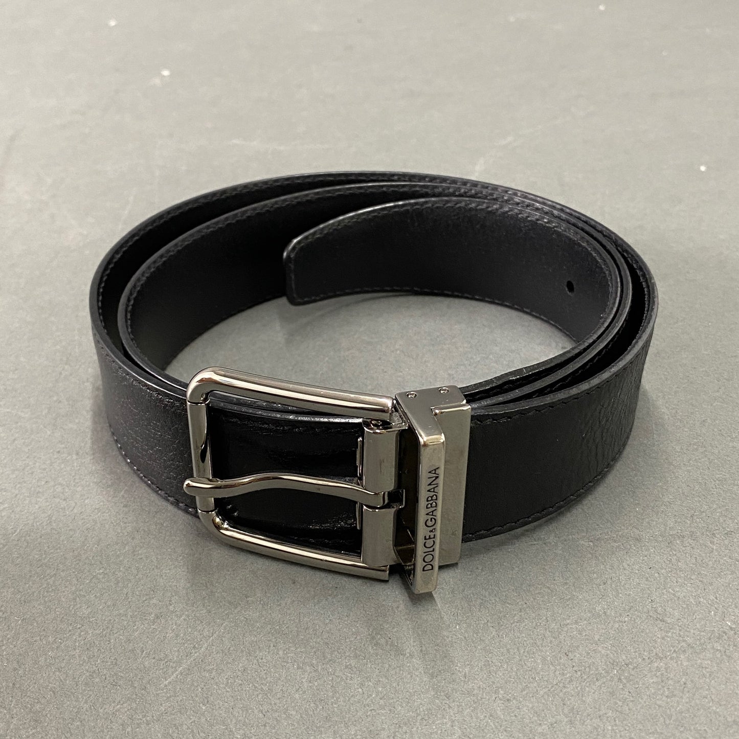 k7-3 DOLCE&GABBANA ドルチェアンドガッバーナ ブラックレザーベルト フォーマル ビジネス 90cm 36inch BLACK Leather D&G ドルガバ イタリア製