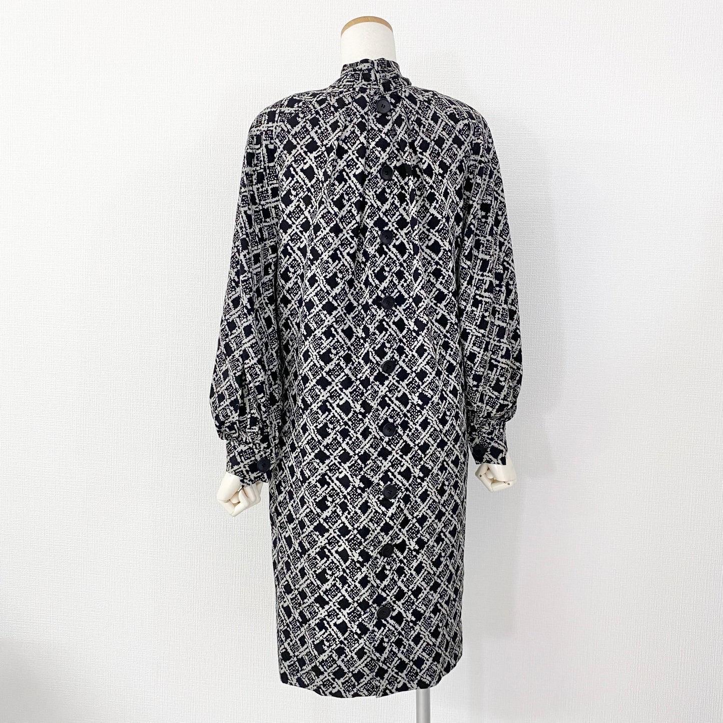 4L9 Christian Dior クリスチャン ディオール ボウタイシルクワンピース 11 ブラック silk100% ドレス レトロ ヴィンテージ
