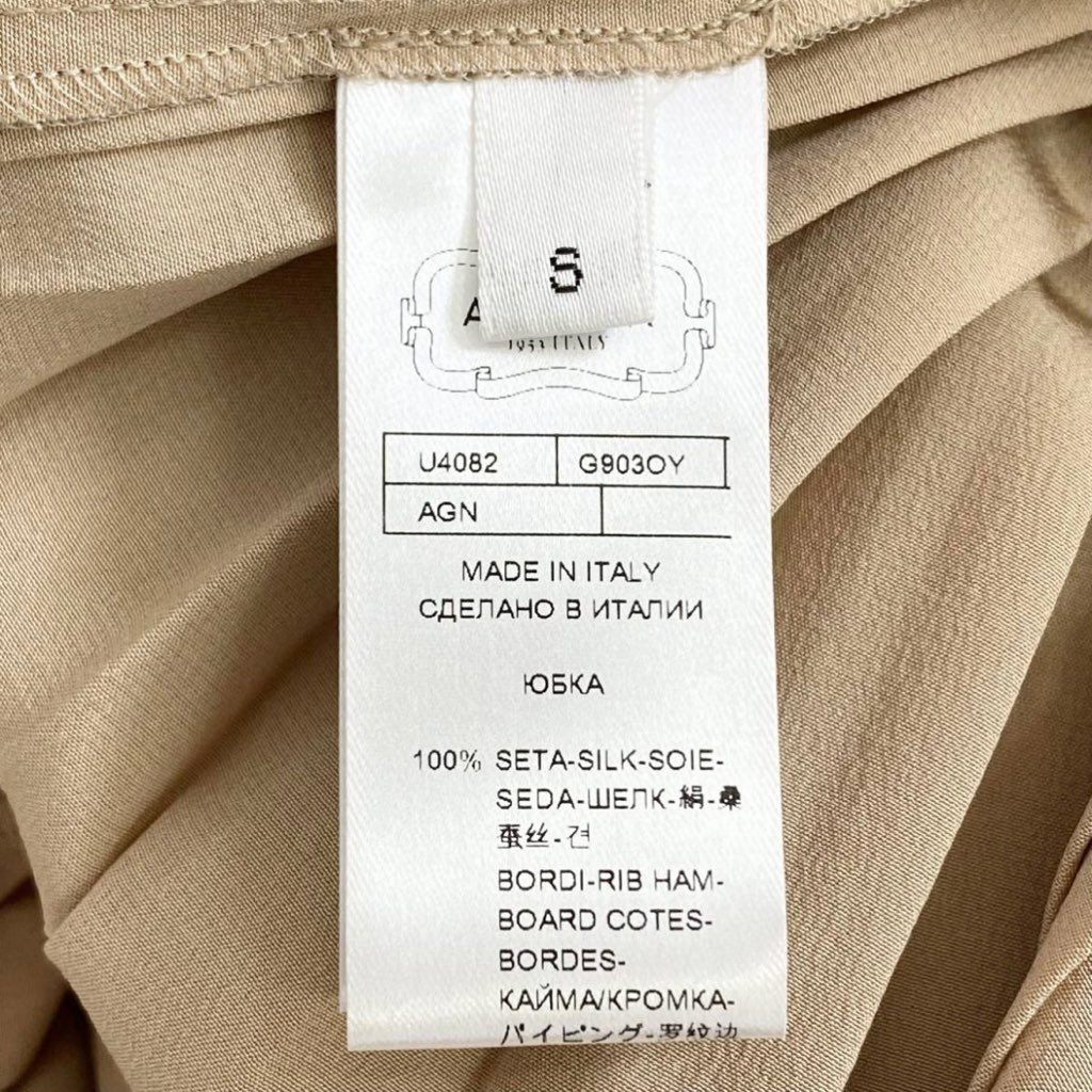 59i17 《美品》 Agnona アニオナ シルク100% プリーツフレアスカート S ピンク PLEATS SKIRT イタリア製 ボトムス
