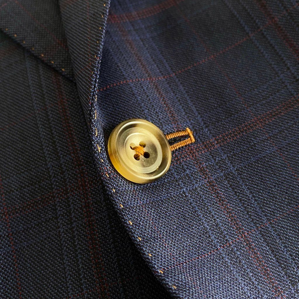 56b12 日本製 Paul Smith COLLECTION ポールスミス コレクション シングルスーツ セットアップ 裏地総柄 サイズL ブルー×レッド チェック ウール100% メンズ