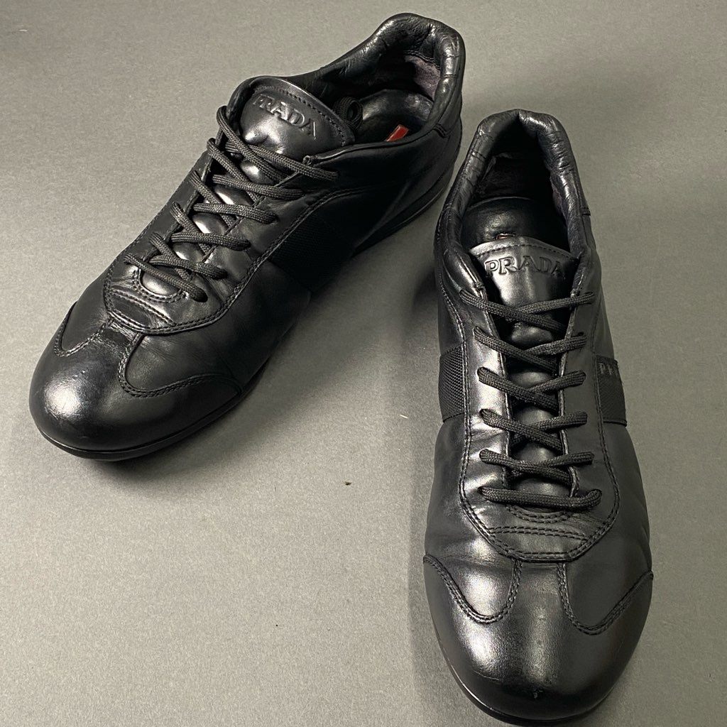 1c5 PRADA SPORTS プラダスポーツ ローカット スニーカー 8 ブラック レザー レースアップ シューズ