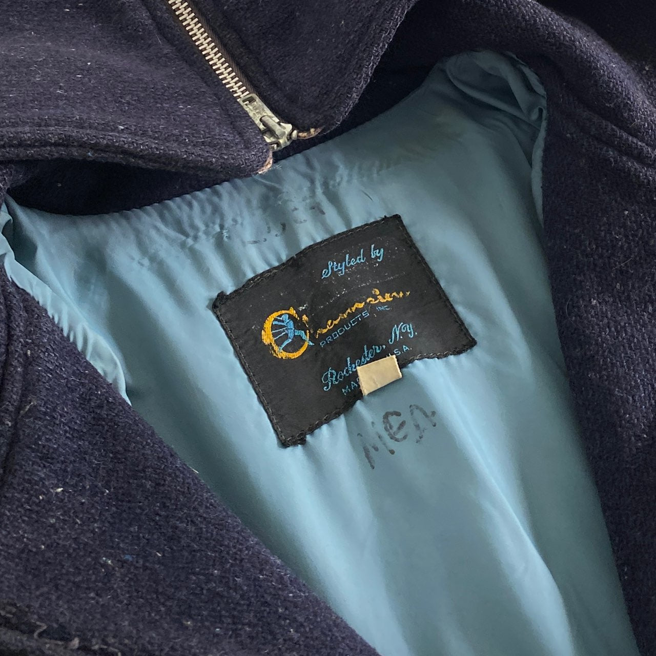 47L12 Champion チャンピオン 60s ランタグ ウールジャケット L ネイビー TALON ROBIN ヴィンテージ Vintage